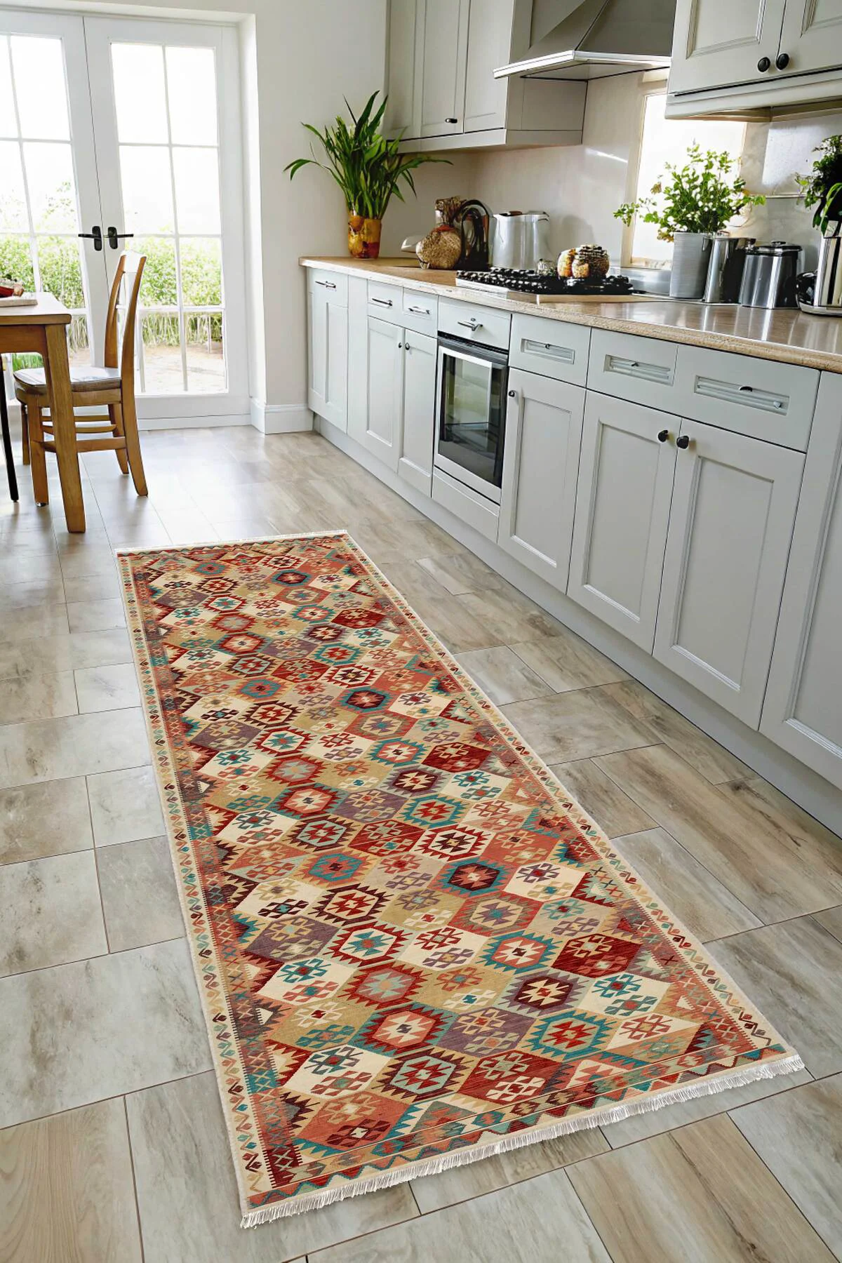 Renkli Anadolu Kilim Şönil Halı Yolluk Yıkanabilir Kaymaz Salon M