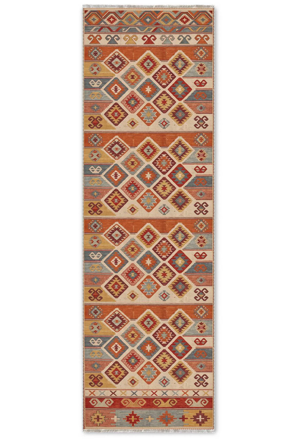 Renkli Anadolu Kilim Şönil Halı Yolluk Kaymaz Yıkanabilir Salon M