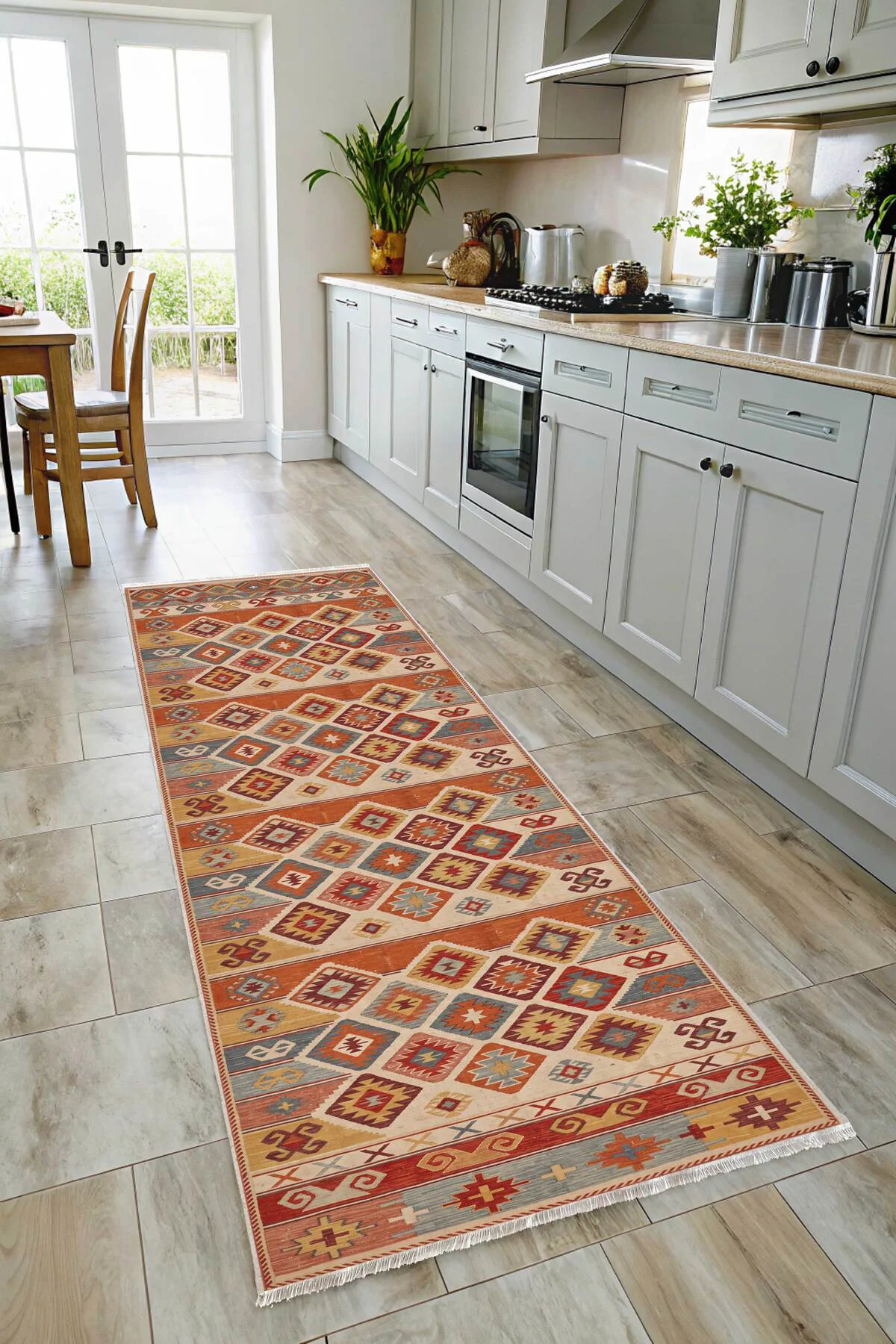 Renkli Anadolu Kilim Şönil Halı Yolluk Kaymaz Yıkanabilir Salon M