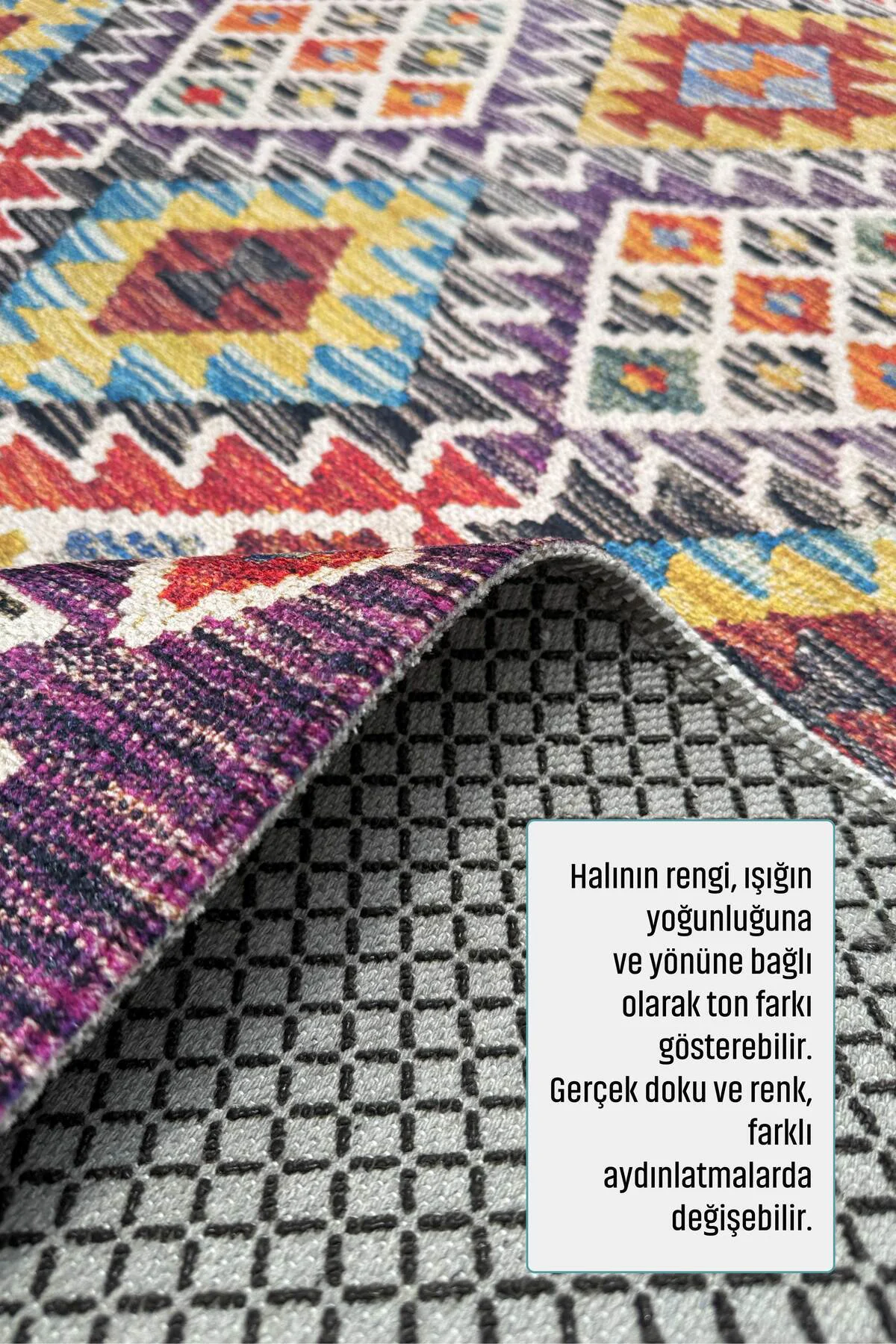 Renkli Anadolu Kilim Şönil Halı Yolluk Yıkanabilir Saçaklı Kaymaz