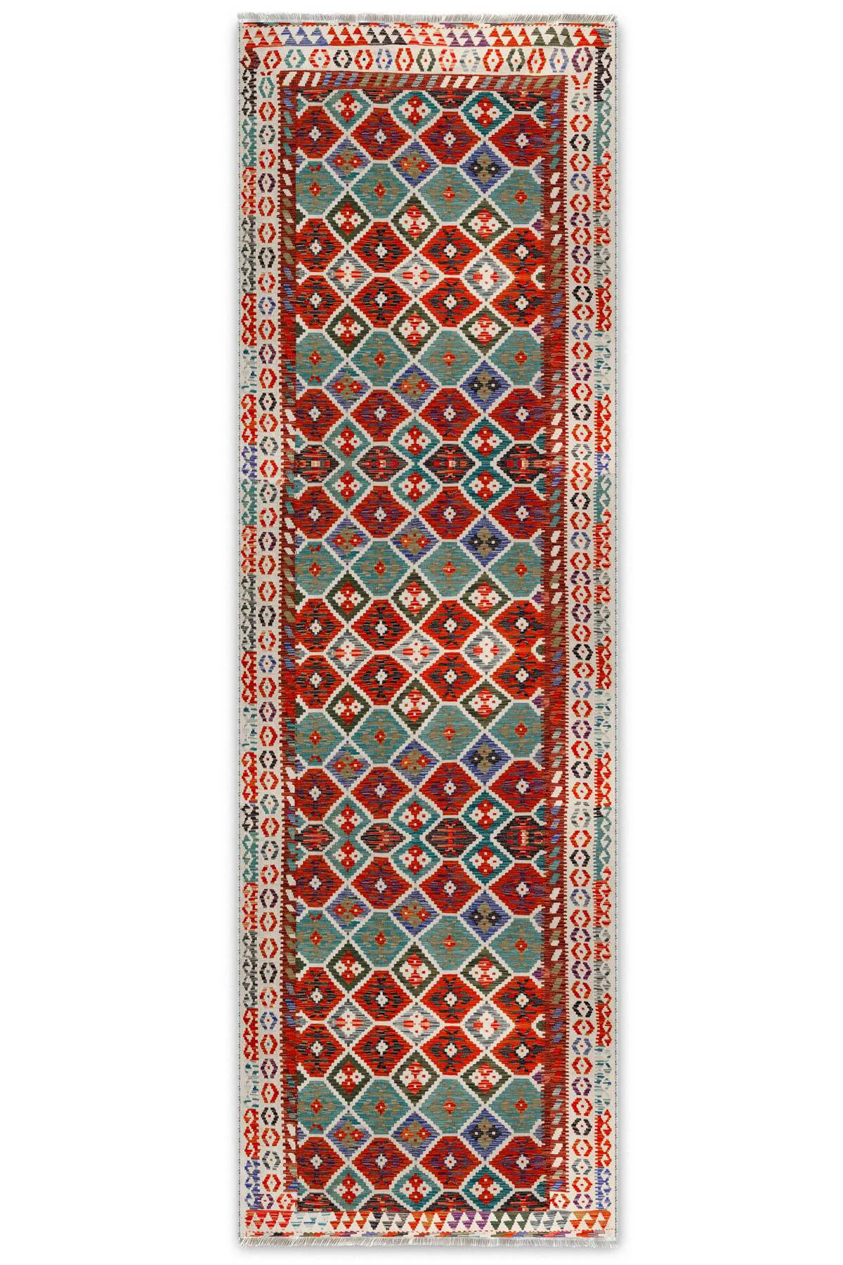 Renkli Anadolu Kilim Şönil Halı Yolluk Yıkanabilir Saçaklı Kaymaz