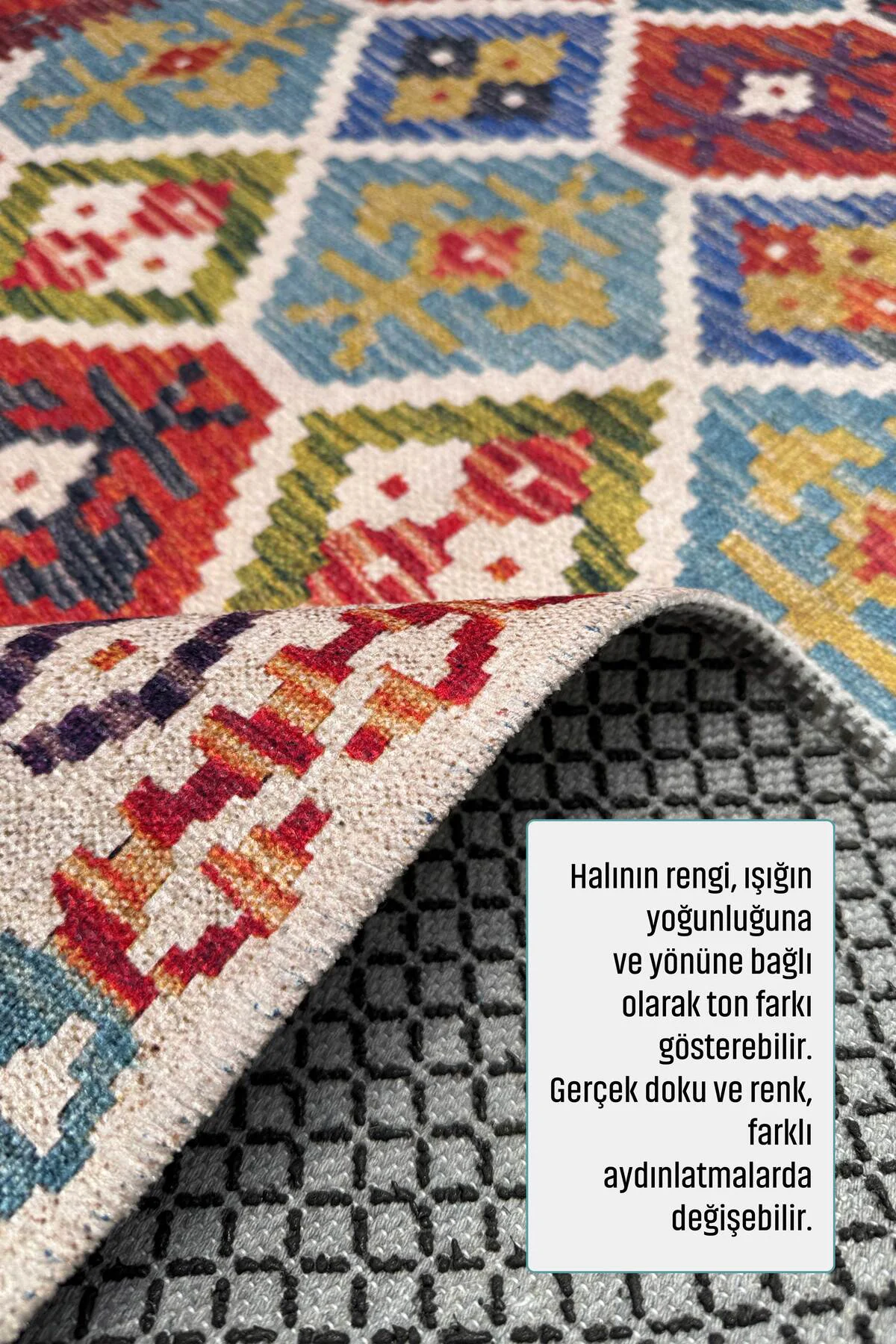 Renkli Anadolu Kilim Şönil Halı Yolluk Yıkanabilir Saçaklı Kaymaz