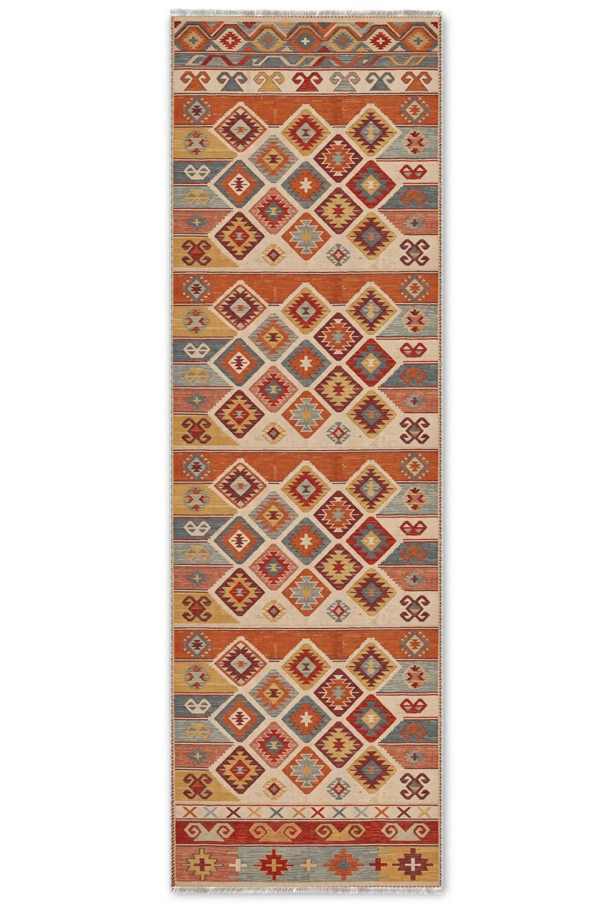 Renkli Anadolu Kilim Şönil Halı Yolluk Kaymaz Yıkanabilir Salon Mutfak Koridor