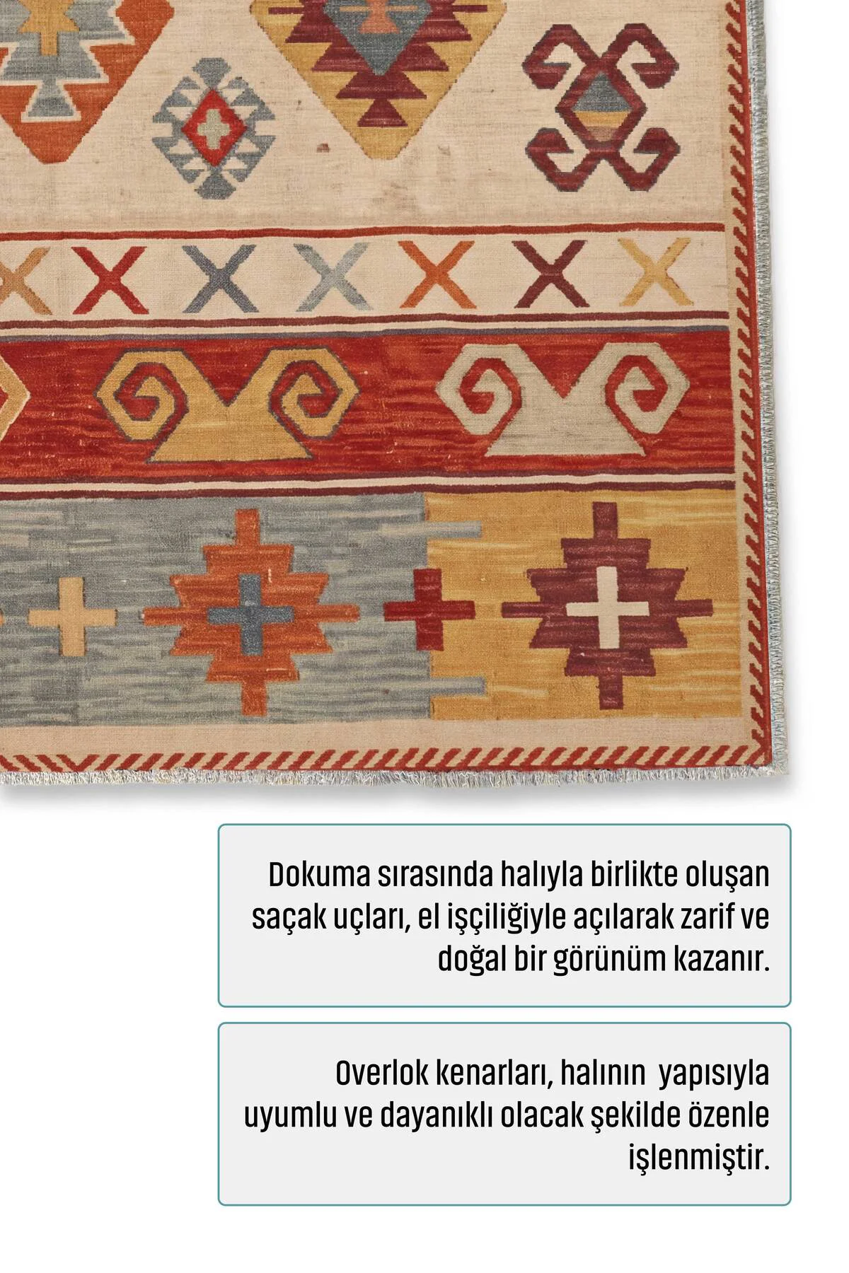 Renkli Anadolu Kilim Şönil Halı Yolluk Kaymaz Yıkanabilir Salon M