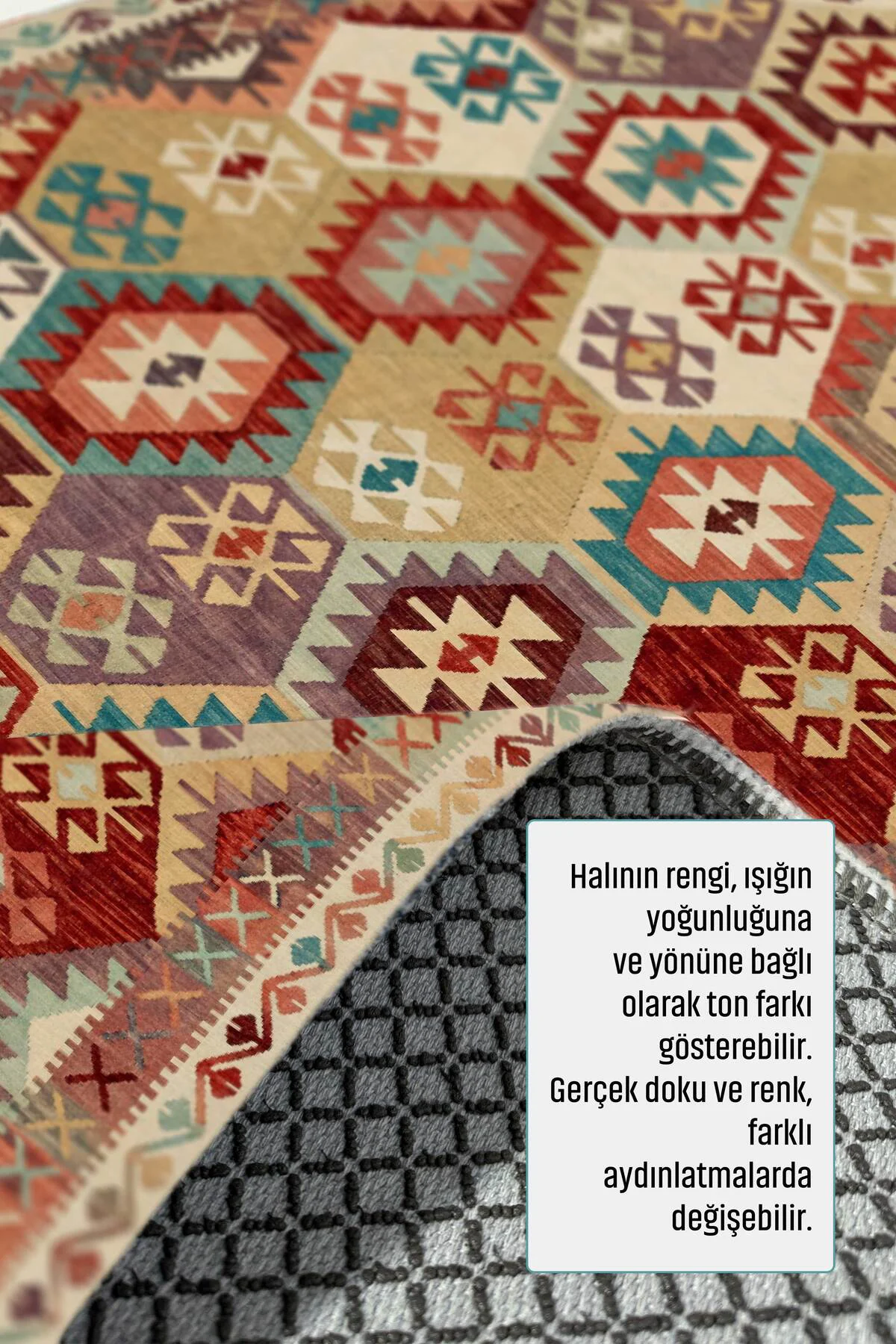 Renkli Anadolu Kilim Şönil Halı Yolluk Yıkanabilir Kaymaz Salon M