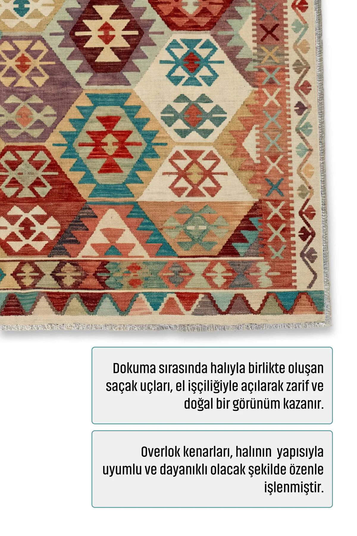 Renkli Anadolu Kilim Şönil Halı Yolluk Yıkanabilir Kaymaz Salon M