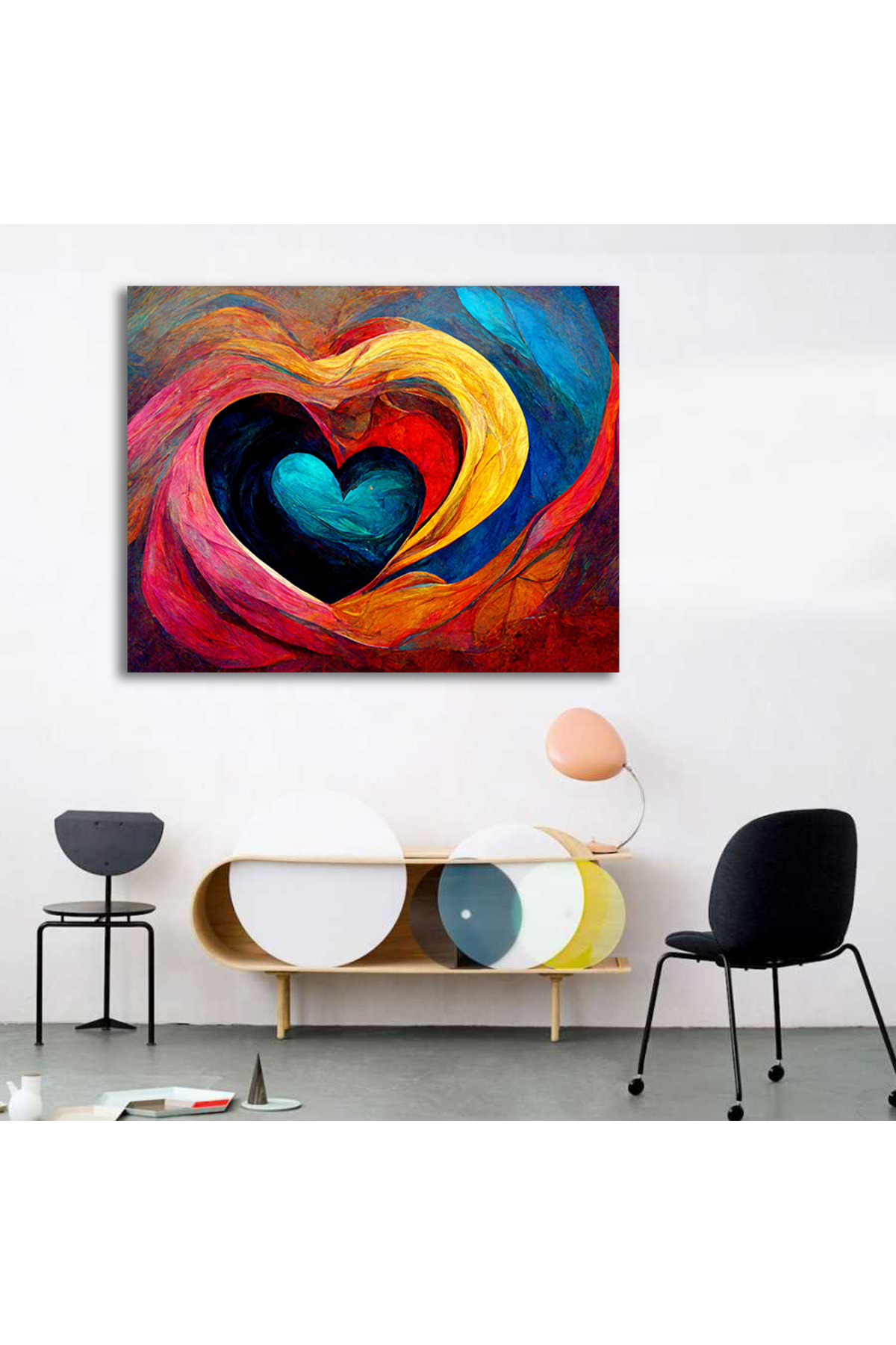 Korkmazkanvas Renkli Aşk Ve Kalp Arka Planında Soyut Sanat Resmi. Kanvas Tablo
