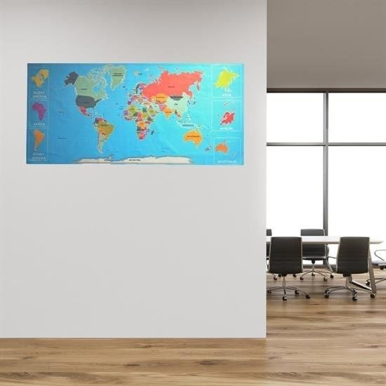 Renkli Atlas Dünya Haritası Manyetik Yapıştırıcı Gerektirmeyen Du
