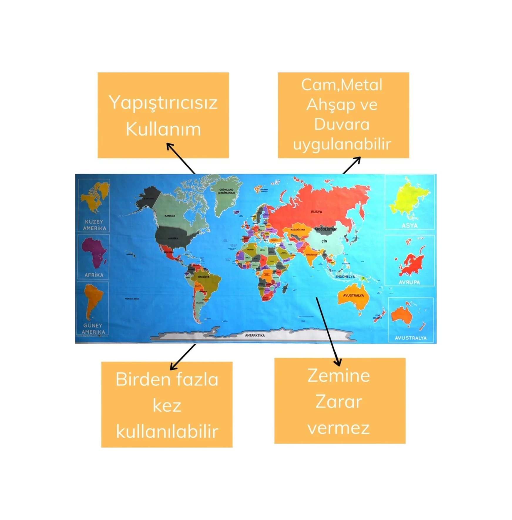 Renkli Atlas Dünya Haritası Manyetik Yapıştırıcı Gerektirmeyen Du Renkli Atlas Dünya Haritası Manyetik Yapıştırıcı Gerektirmeyen Du