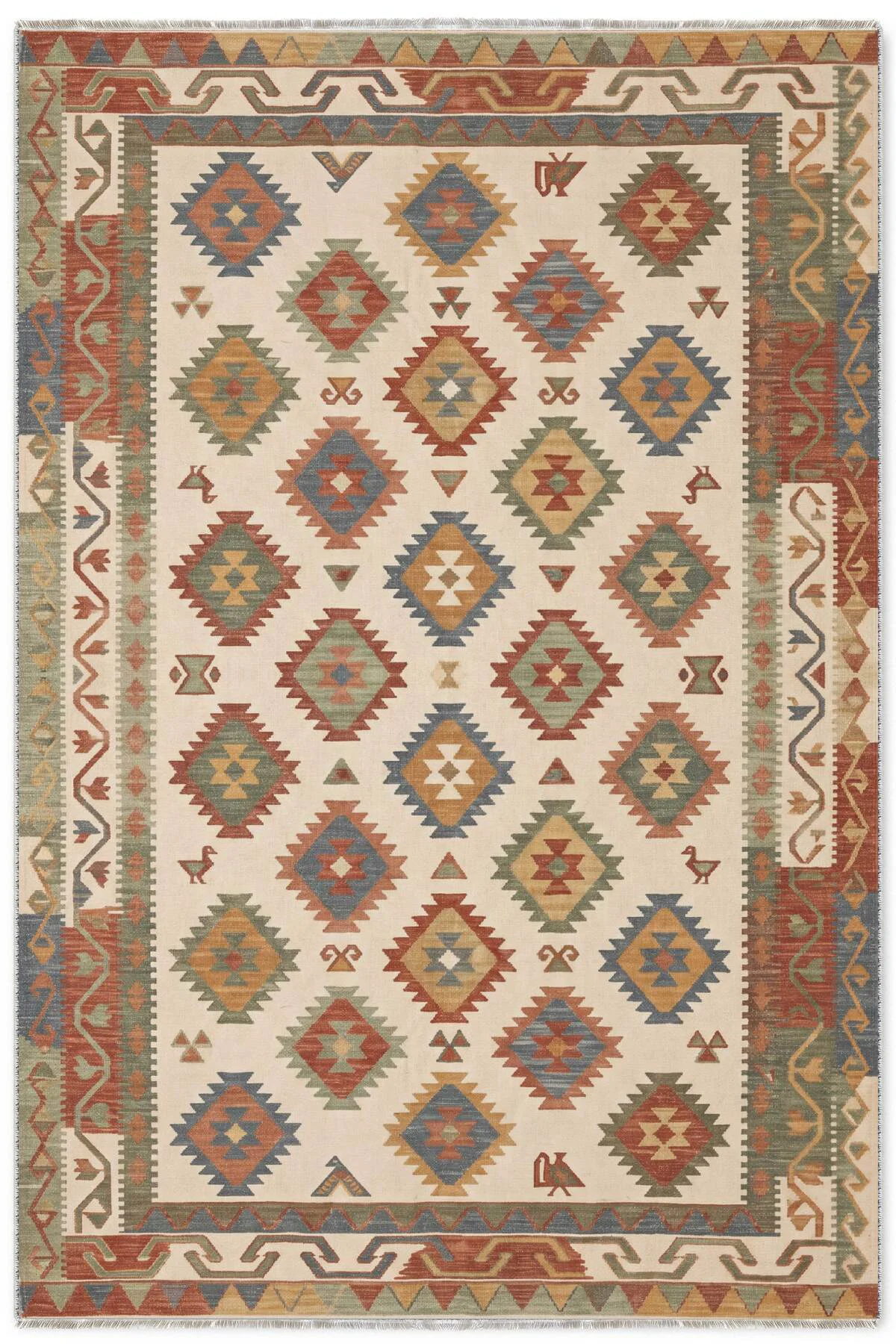 Renkli Bej Anadolu Kilim Şönil Halı Kilim Yolluk Mutfak Koridor B