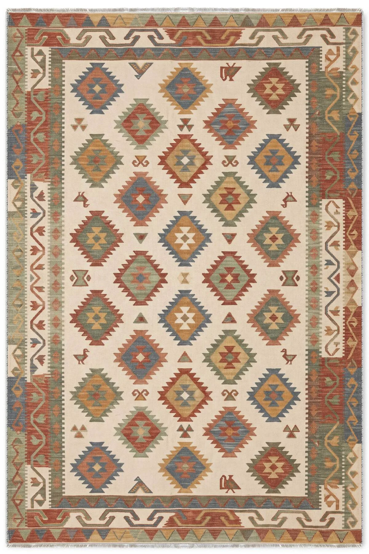Renkli Bej Anadolu Kilim Şönil Halı Kilim Yolluk Mutfak Koridor Balkon