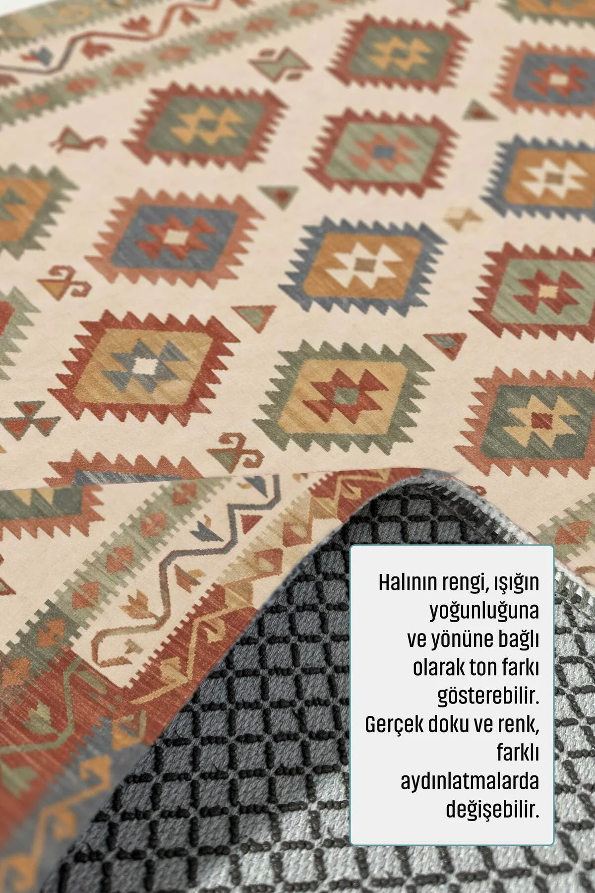 Renkli Bej Anadolu Kilim Şönil Halı Kilim Yolluk Mutfak Koridor B