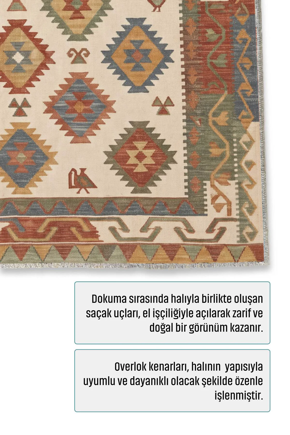 Renkli Bej Anadolu Kilim Şönil Halı Kilim Yolluk Mutfak Koridor B
