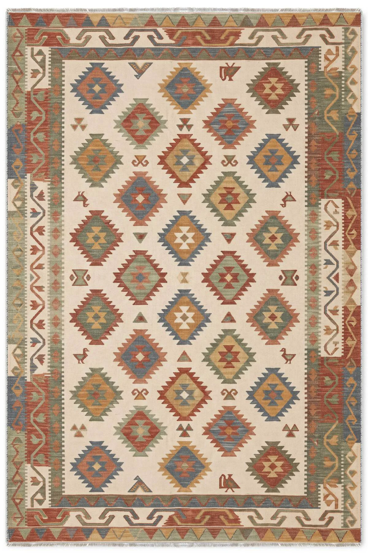 Renkli Bej Anadolu Kilim Şönil Halı Kilim Yolluk Mutfak Koridor B