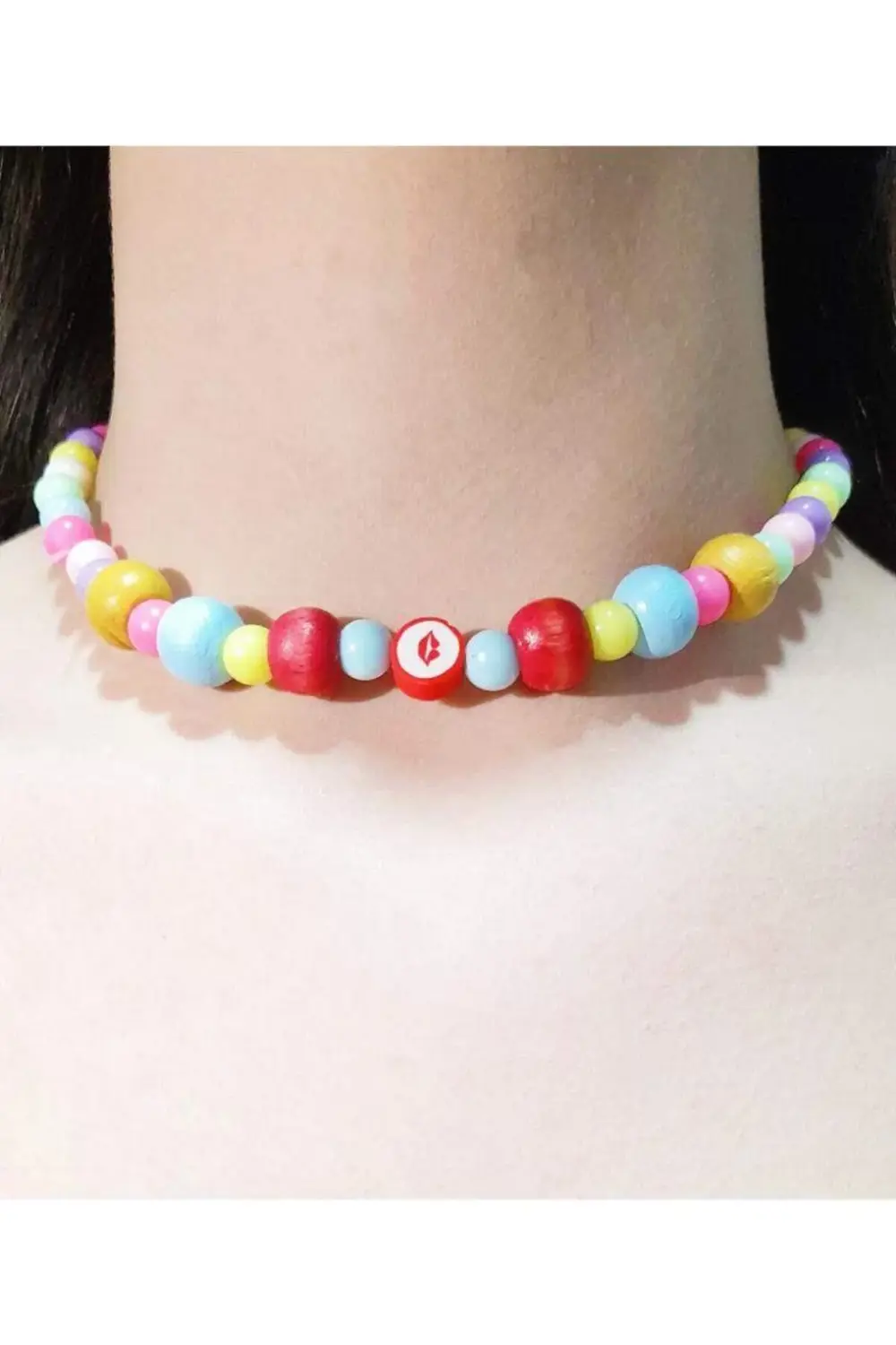 Renkli Boncuklu Emojili Çocuk Kolyesi