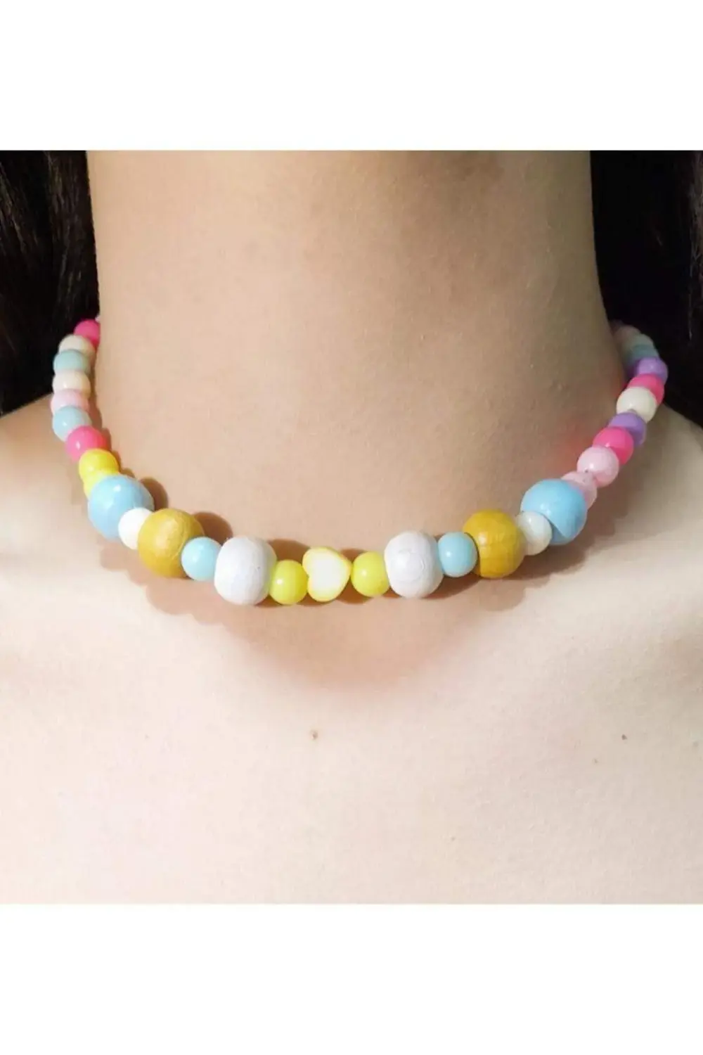 Renkli Boncuklu Emojili Çocuk Kolyesi