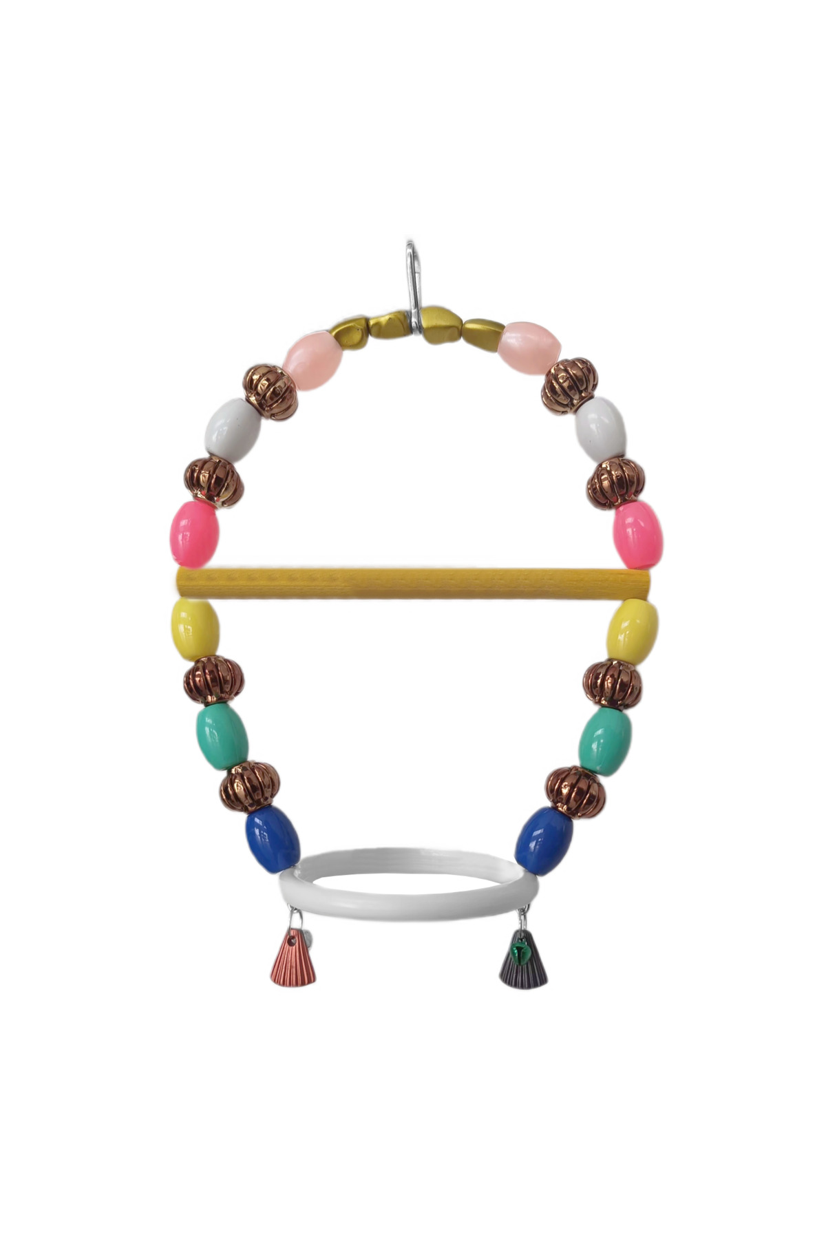 Hobidünyasıelif Renkli Boncuklu Oval Hlı Papağan Salıncağı 15 Cm-23 Cm