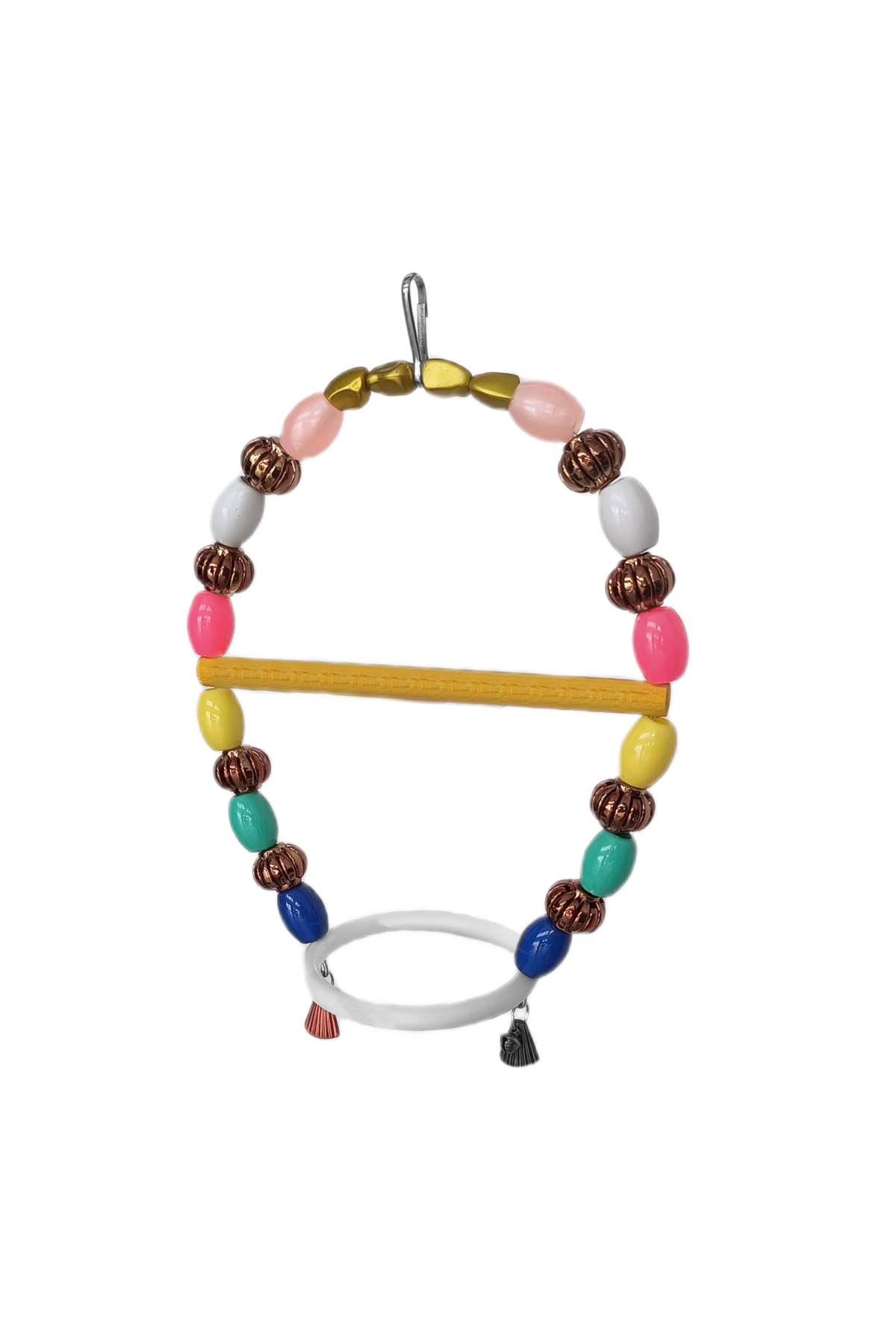 Hobidünyasıelif Renkli Boncuklu Oval Hlı Papağan Salıncağı 15 Cm-23 Cm