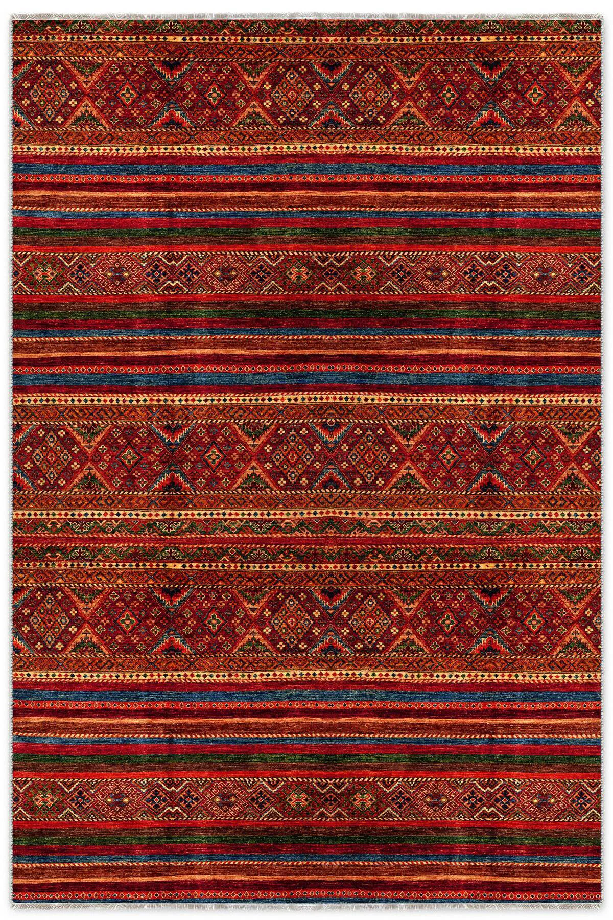 Renkli Bordo Tasarım Şönil Halı Kilim Yolluk Kaymaz Yıkanabilir S
