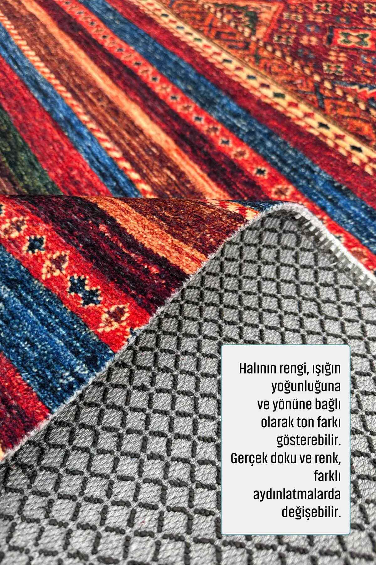 Renkli Bordo Tasarım Şönil Halı Kilim Yolluk Kaymaz Yıkanabilir S