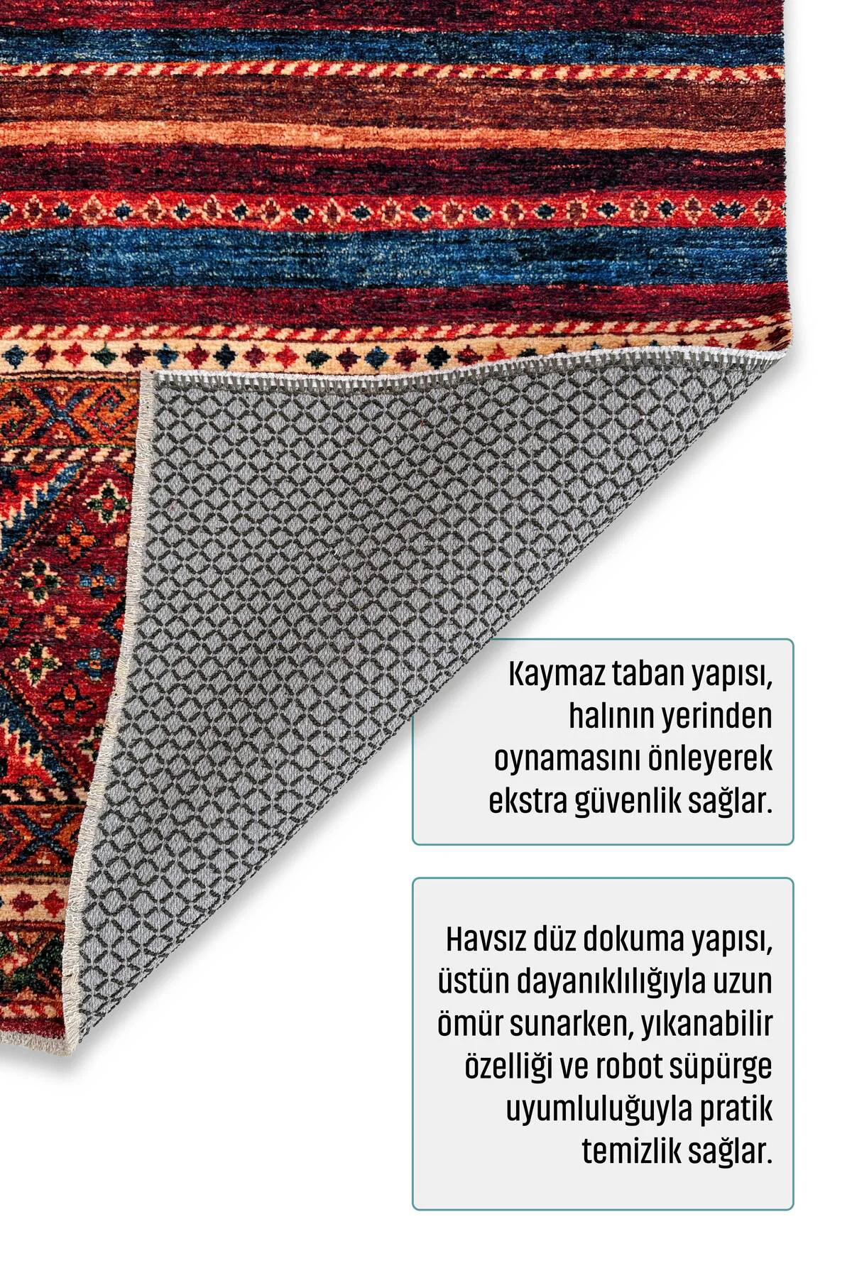 Renkli Bordo Tasarım Şönil Halı Kilim Yolluk Kaymaz Yıkanabilir S