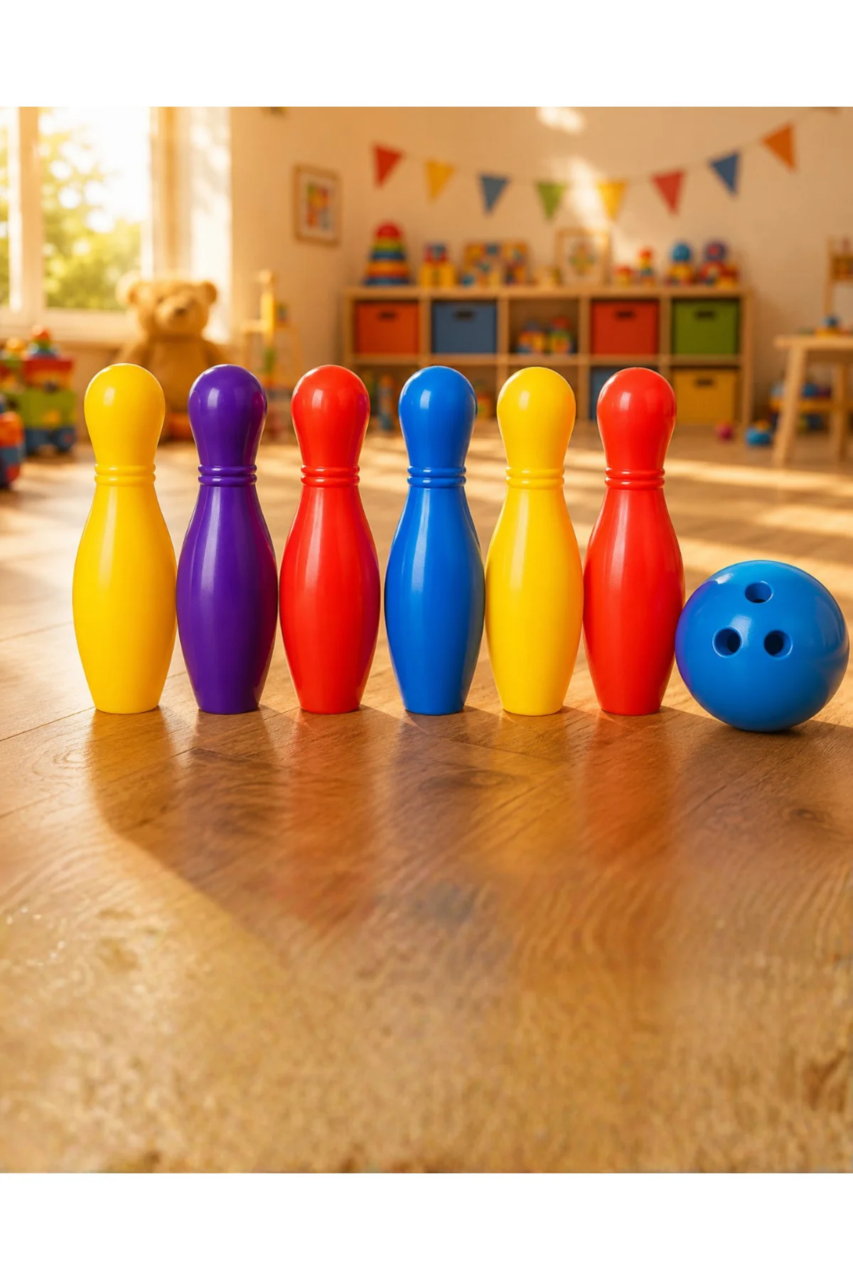 Renkli Bowling Seti Çocuk Aktivite Oyunu Motor Beceri Geliştirici Renkli Bowling Seti Çocuk Aktivite Oyunu Motor Beceri Geliştirici