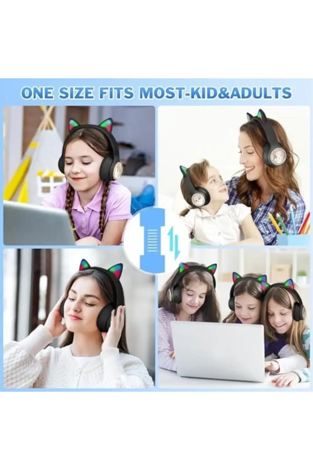 RENKLİ BÜYÜK A KALİTE KULAK ÜSTÜ TAÇ RENKLİ IŞIKLI KEDİ KULAKLI K