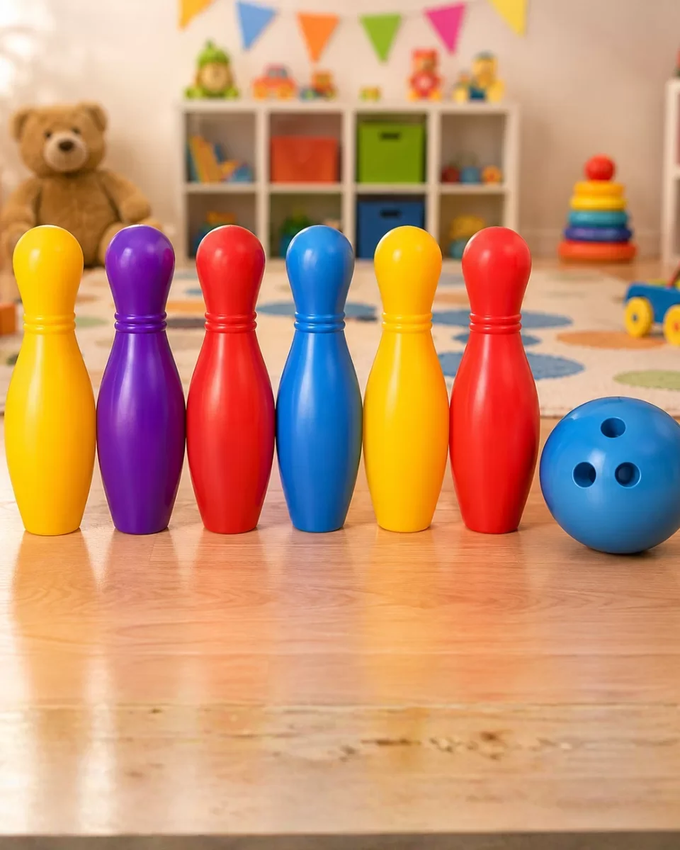 Renkli Çocuk Bowling Oyunu 6 Kukalı Eğitici Eğlence Seti
