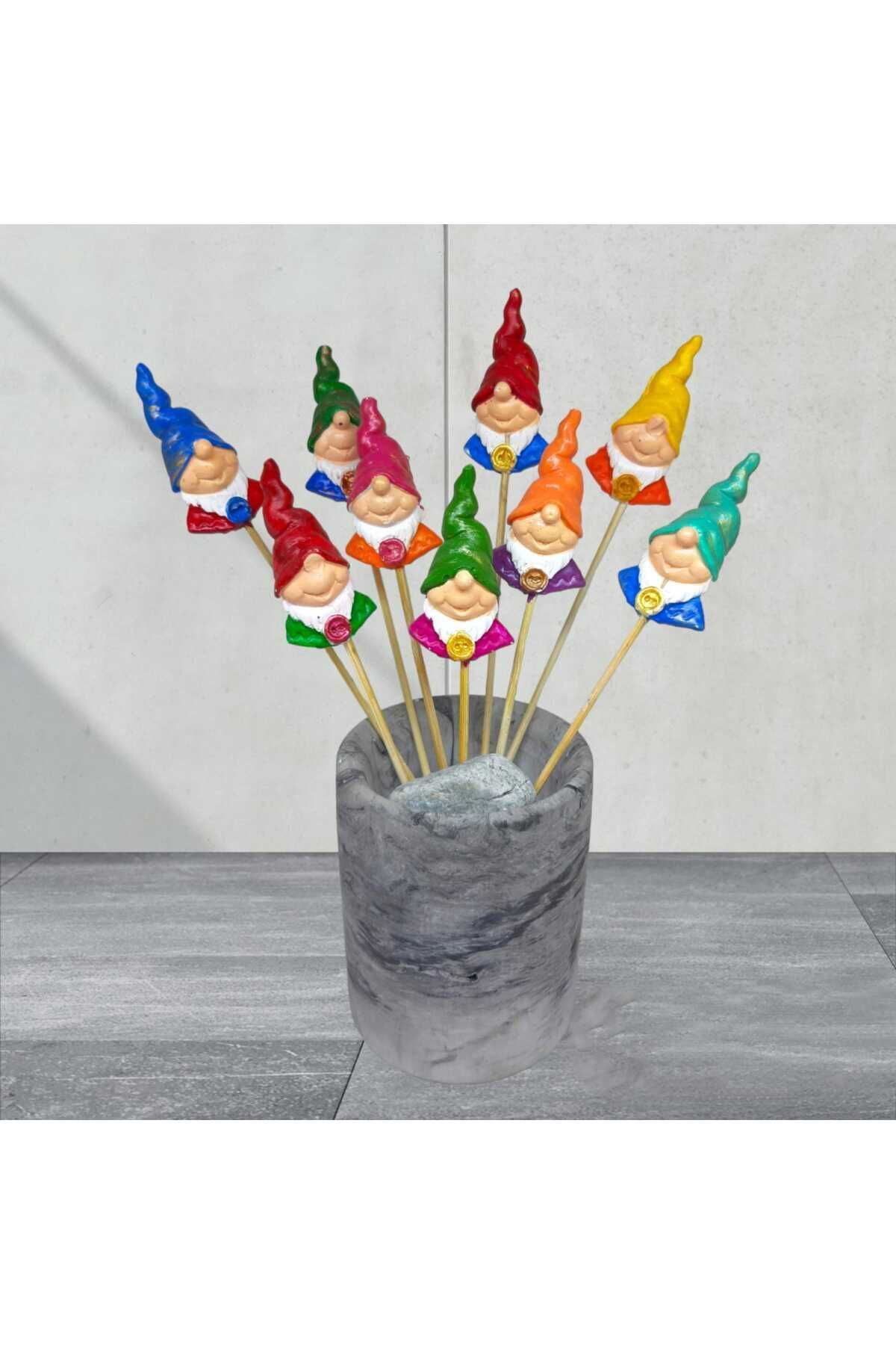 Dodemert Home Renkli Cüceler Saksı Dibi Süsleri & Teraryum Obje 6 Adet