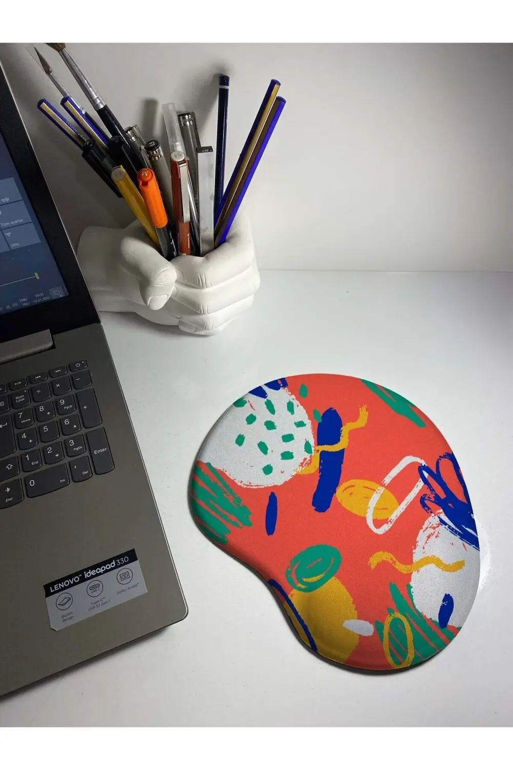 Renkli Desenli Bilek Destekli Mouse Pad