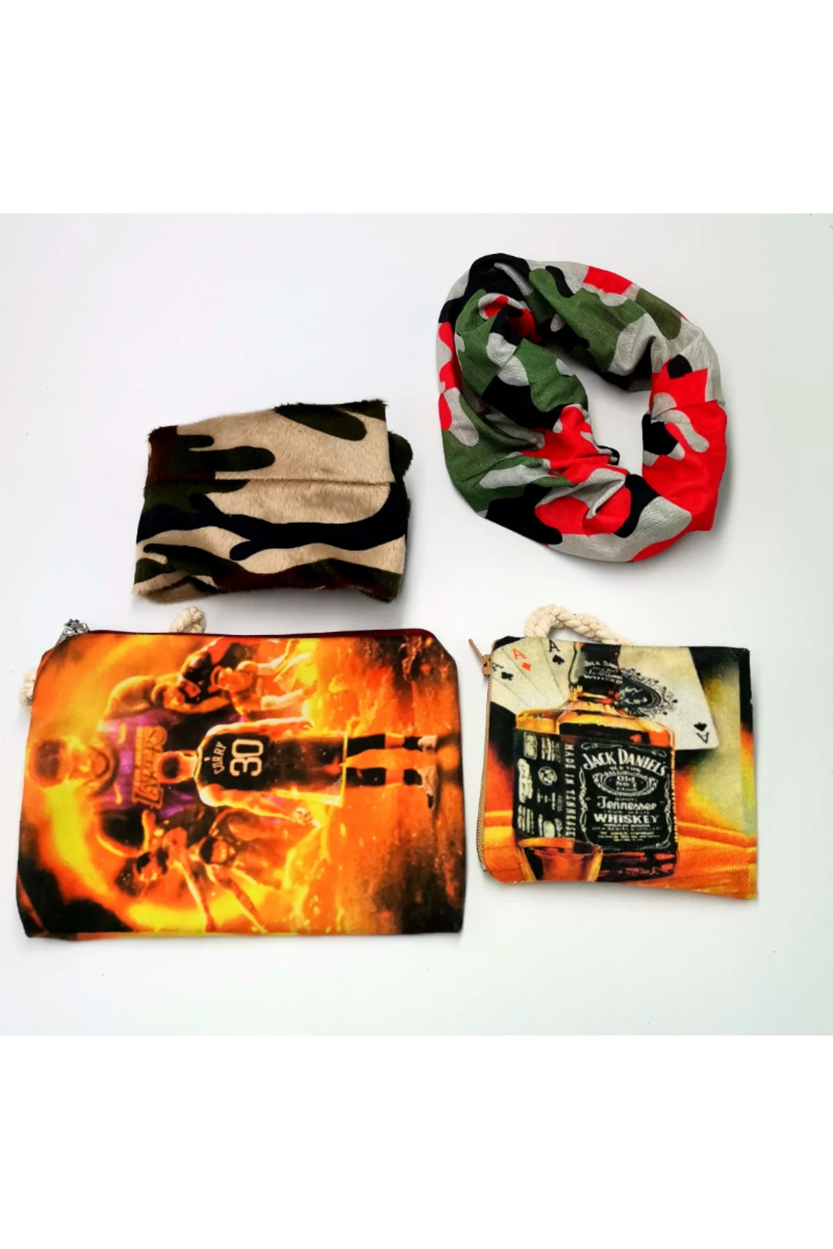 Renkli Desenli Taç Toka Bandana Set
