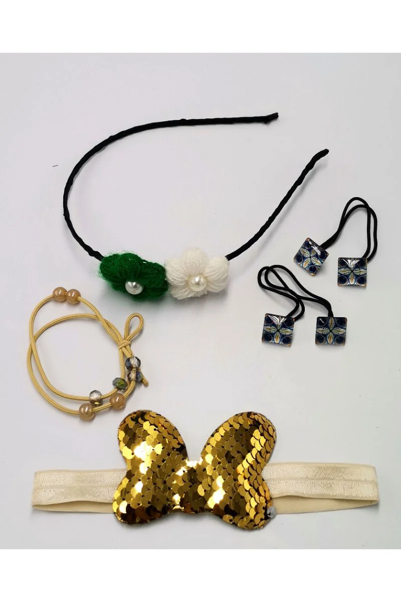 Renkli Desenli Taç Toka Bandana Set