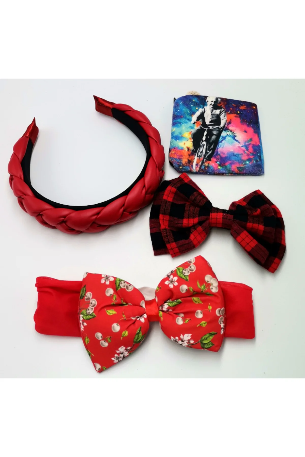 Renkli Desenli Taç Toka Bandana Set