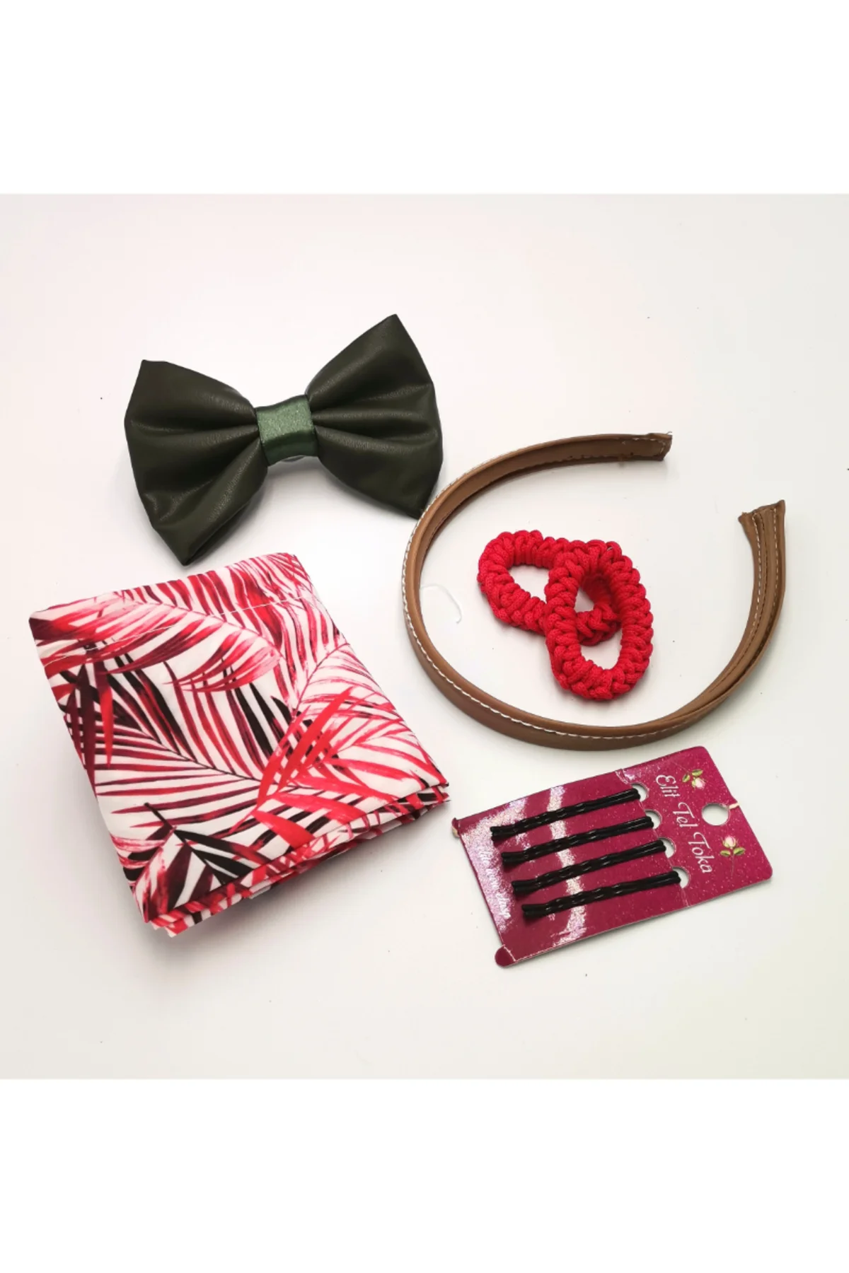 Renkli Desenli Taç Toka Bandana Set