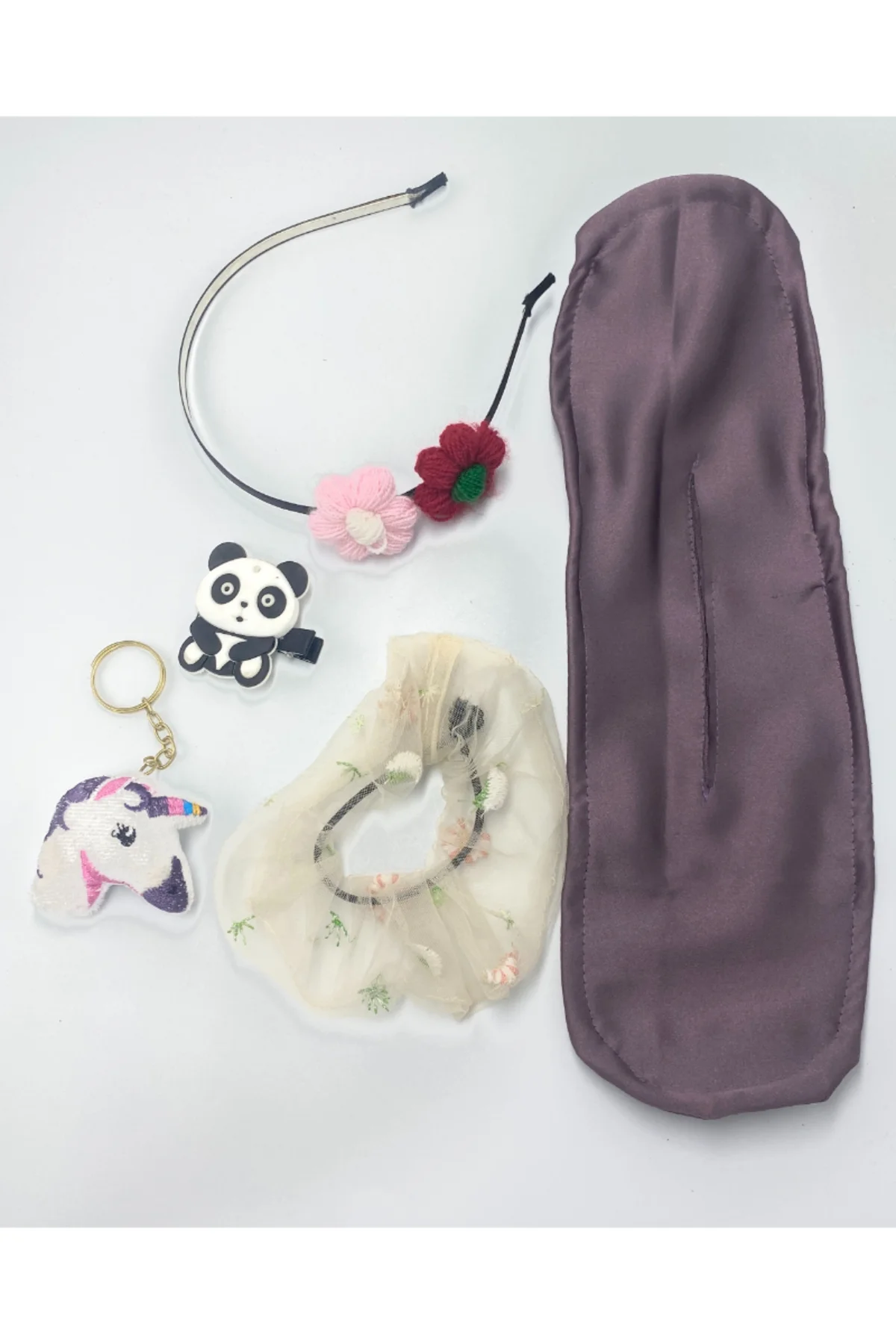 Renkli Desenli Taç Toka Bandana Set