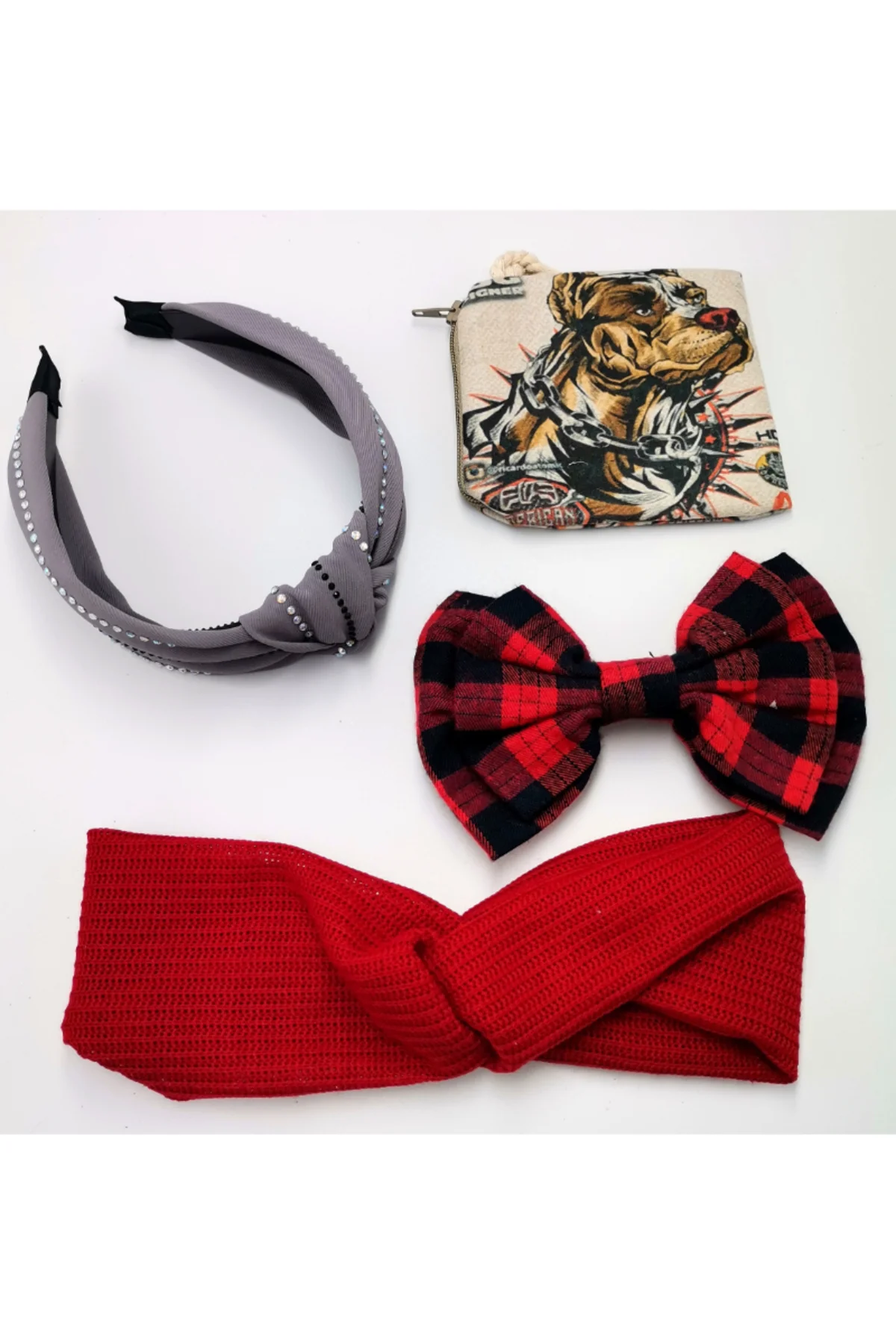 Renkli Desenli Taç Toka Bandana Set