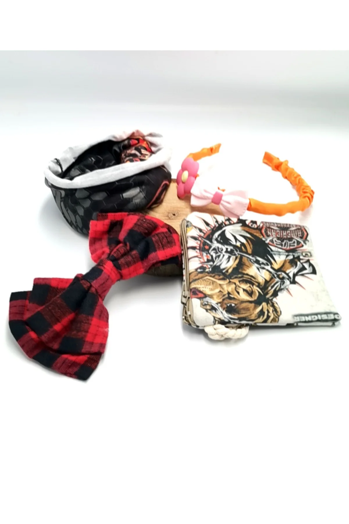 Renkli Desenli Taç Toka Bandana Set