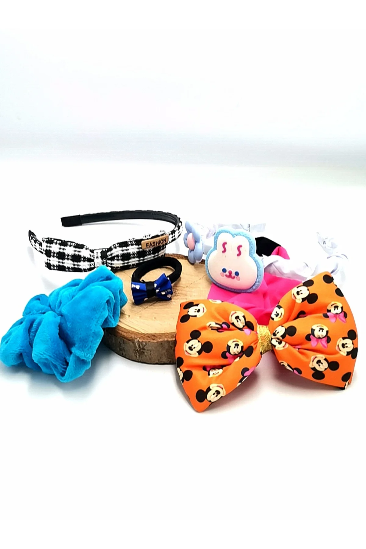 Renkli Desenli Taç Toka Bandana Set