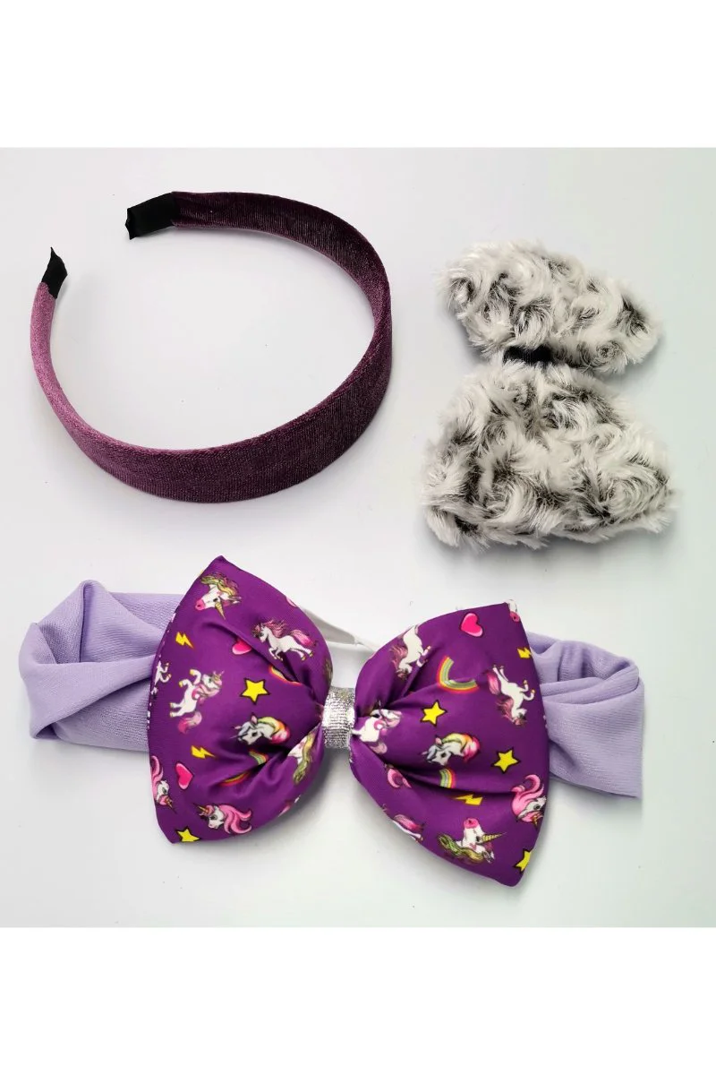 Renkli Desenli Taç Toka Bandana Set
