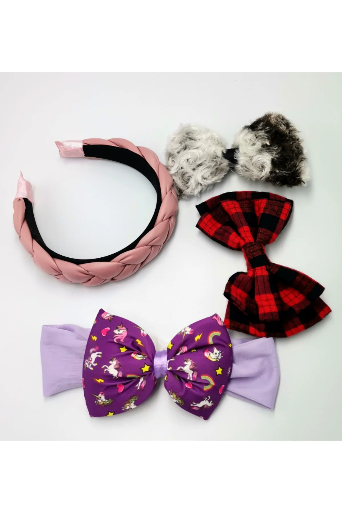 Renkli Desenli Taç Toka Bandana Set