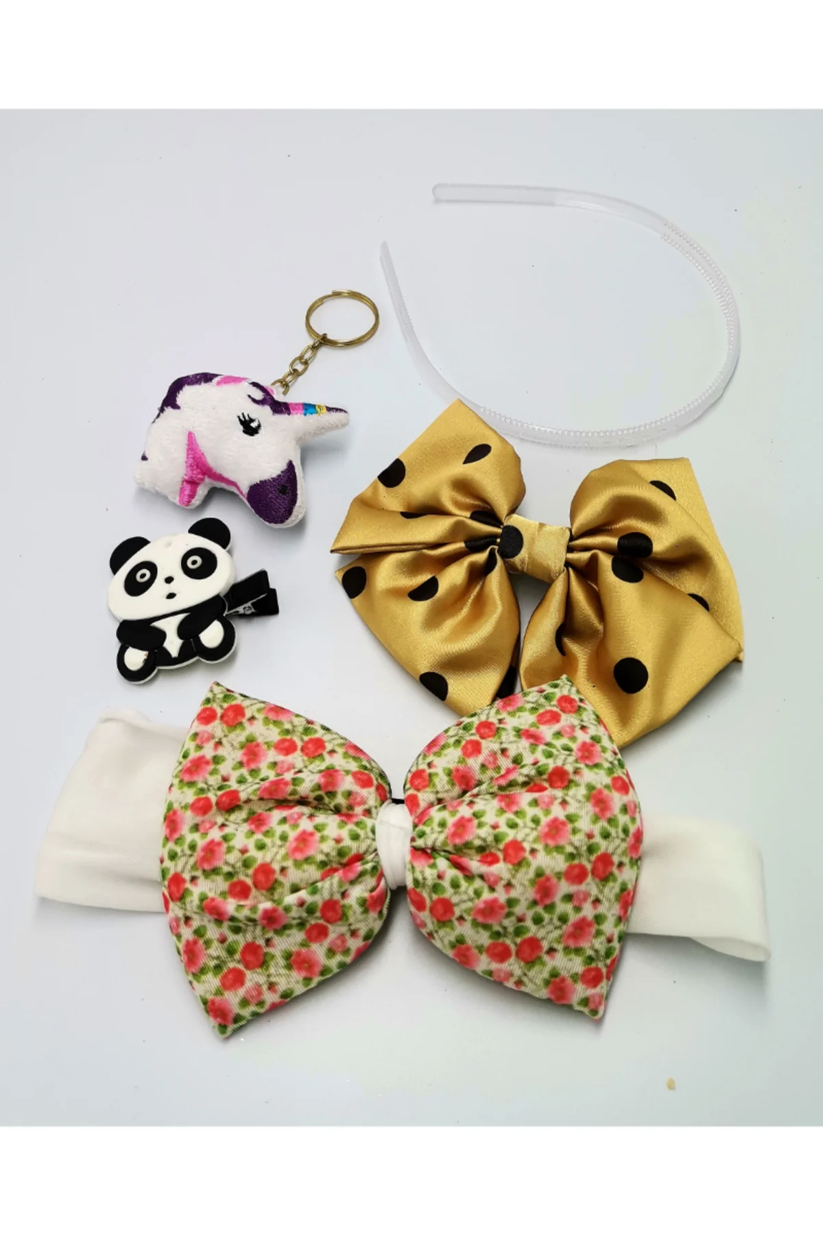 Renkli Desenli Taç Toka Bandana Set