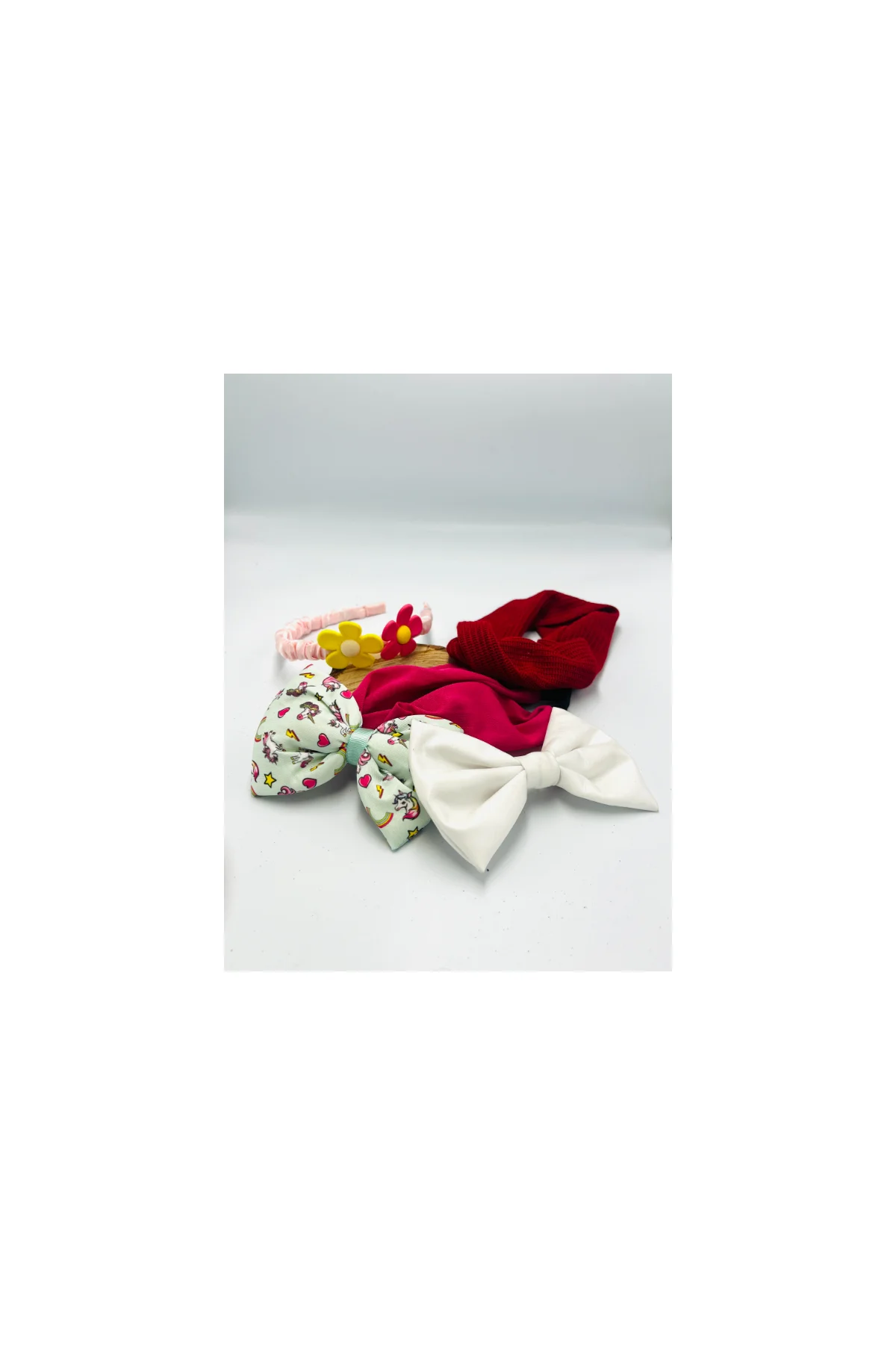 Renkli Desenli Taç Toka Bandana Set