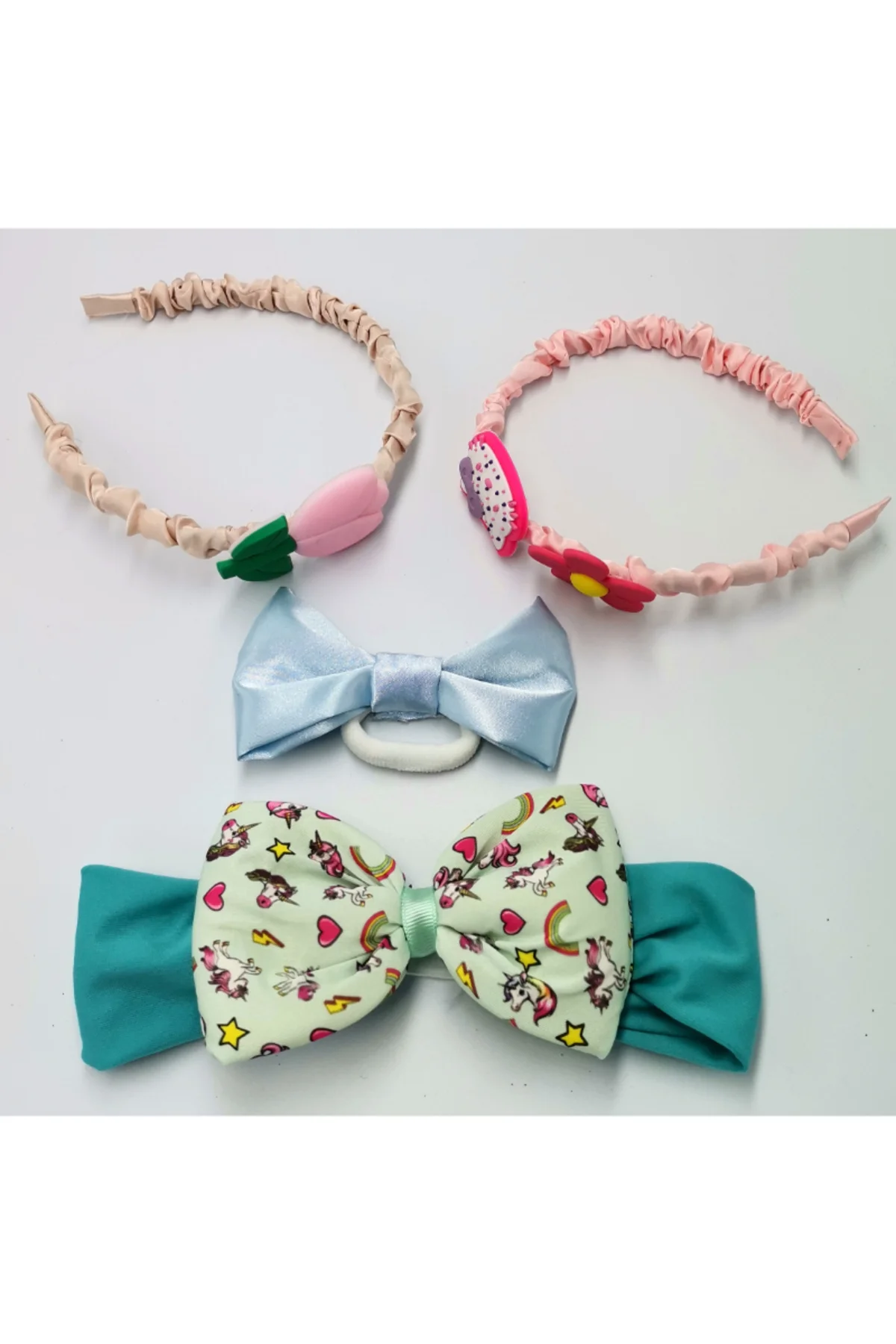 Renkli Desenli Taç Toka Bandana Set