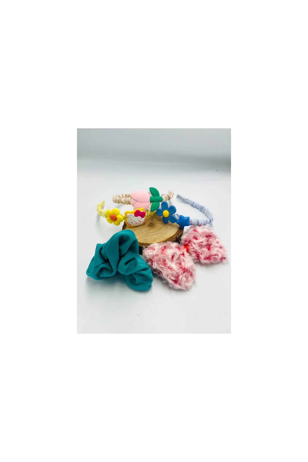 Renkli Desenli Taç Toka Bandana Set