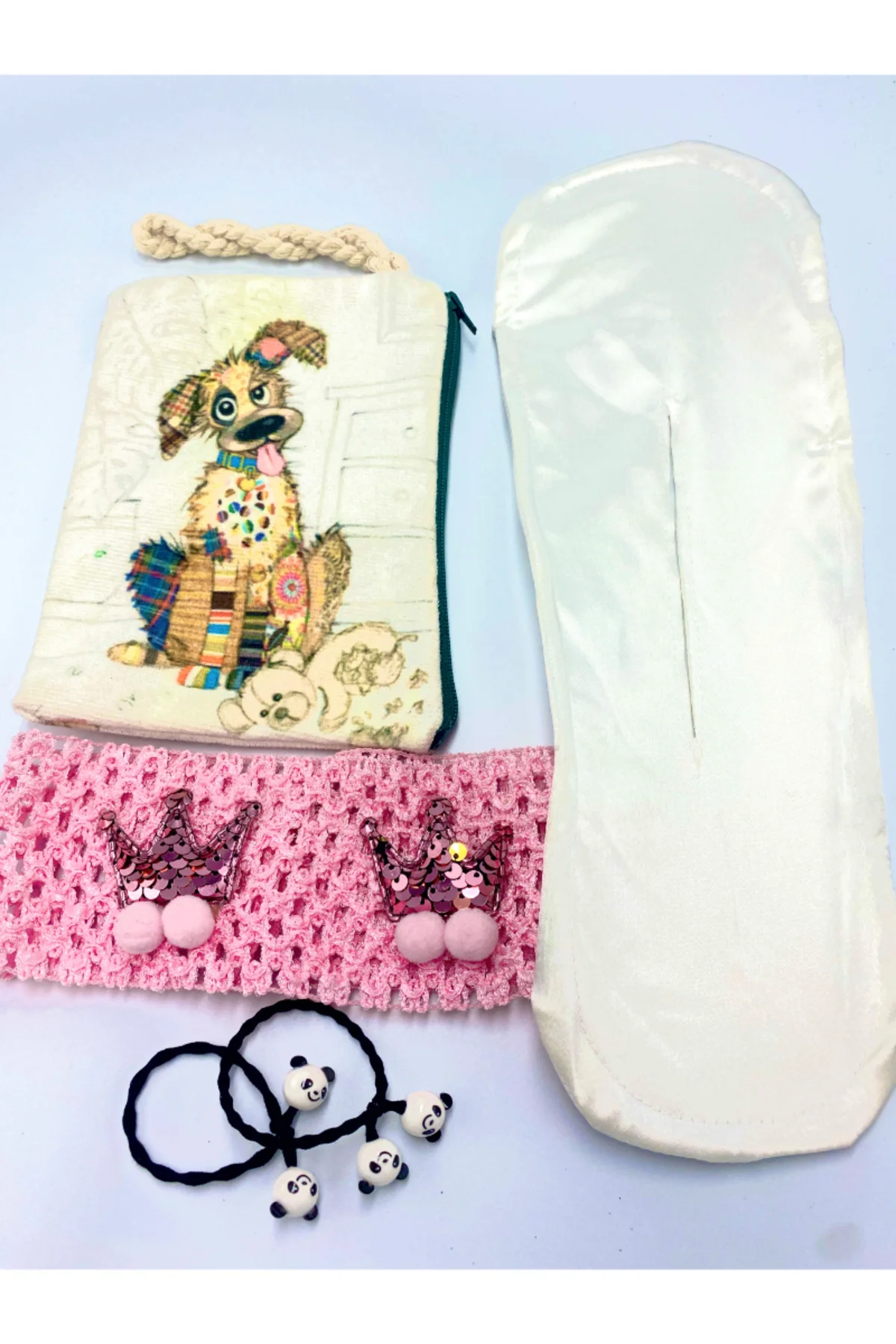 Renkli Desenli Taç Toka Bandana Set