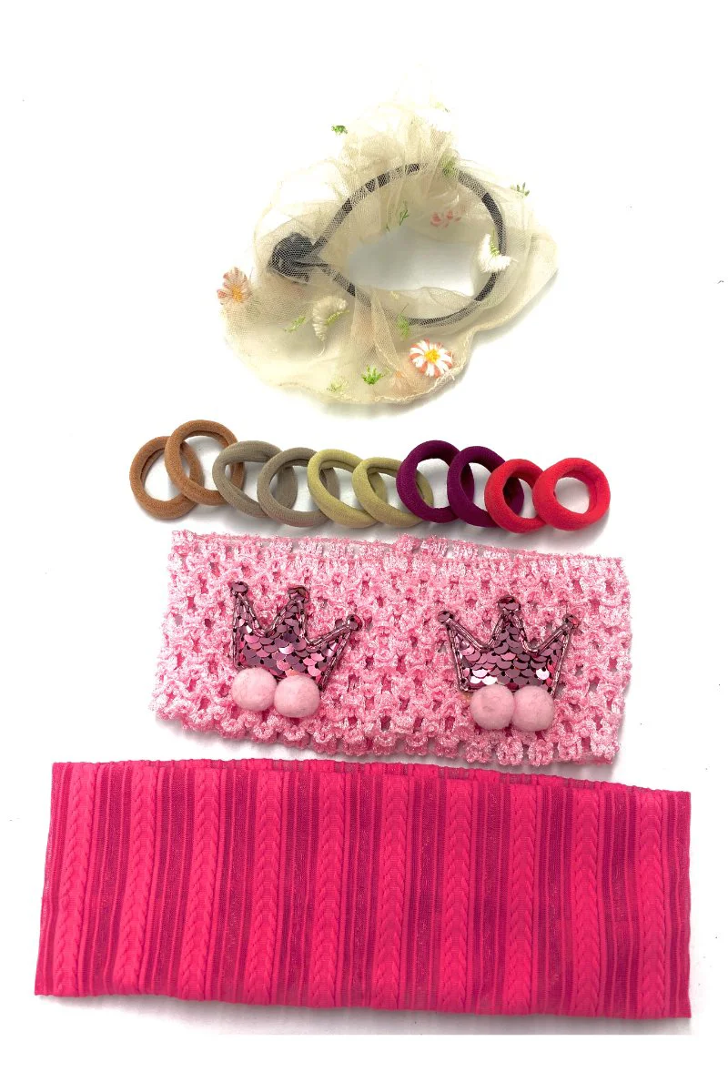 Renkli Desenli Taç Toka Bandana Set