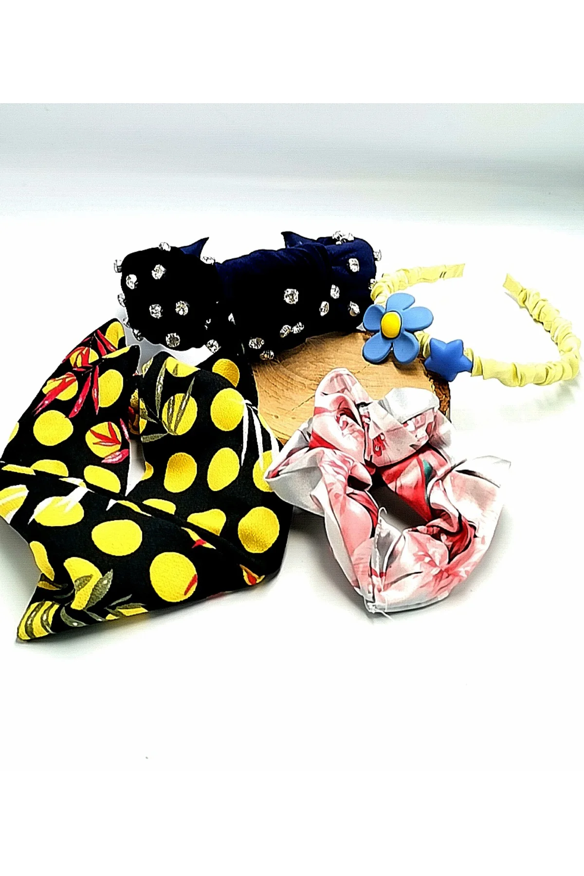 Renkli Desenli Taç Toka Bandana Set