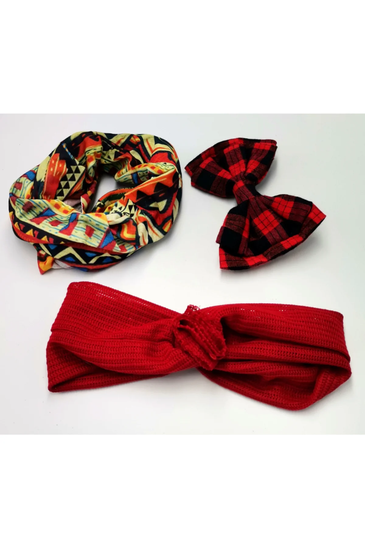 Renkli Desenli Taç Toka Bandana Set