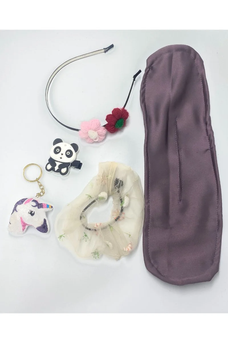 Renkli Desenli Taç Toka Bandana Set