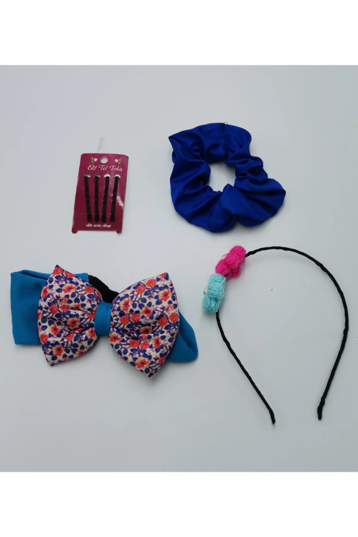 Renkli Desenli Taç Toka Bandana Set